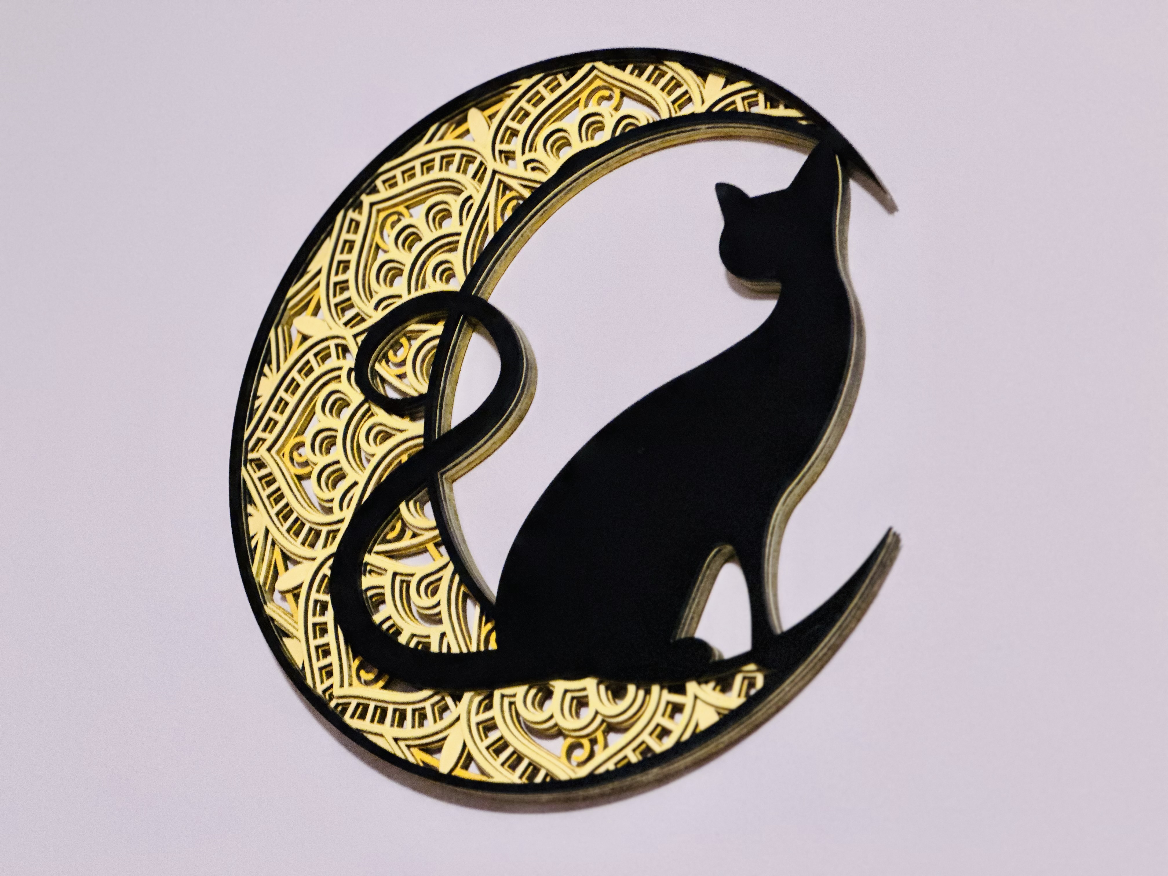 Wooden Wall Decor - Cat on the Moon