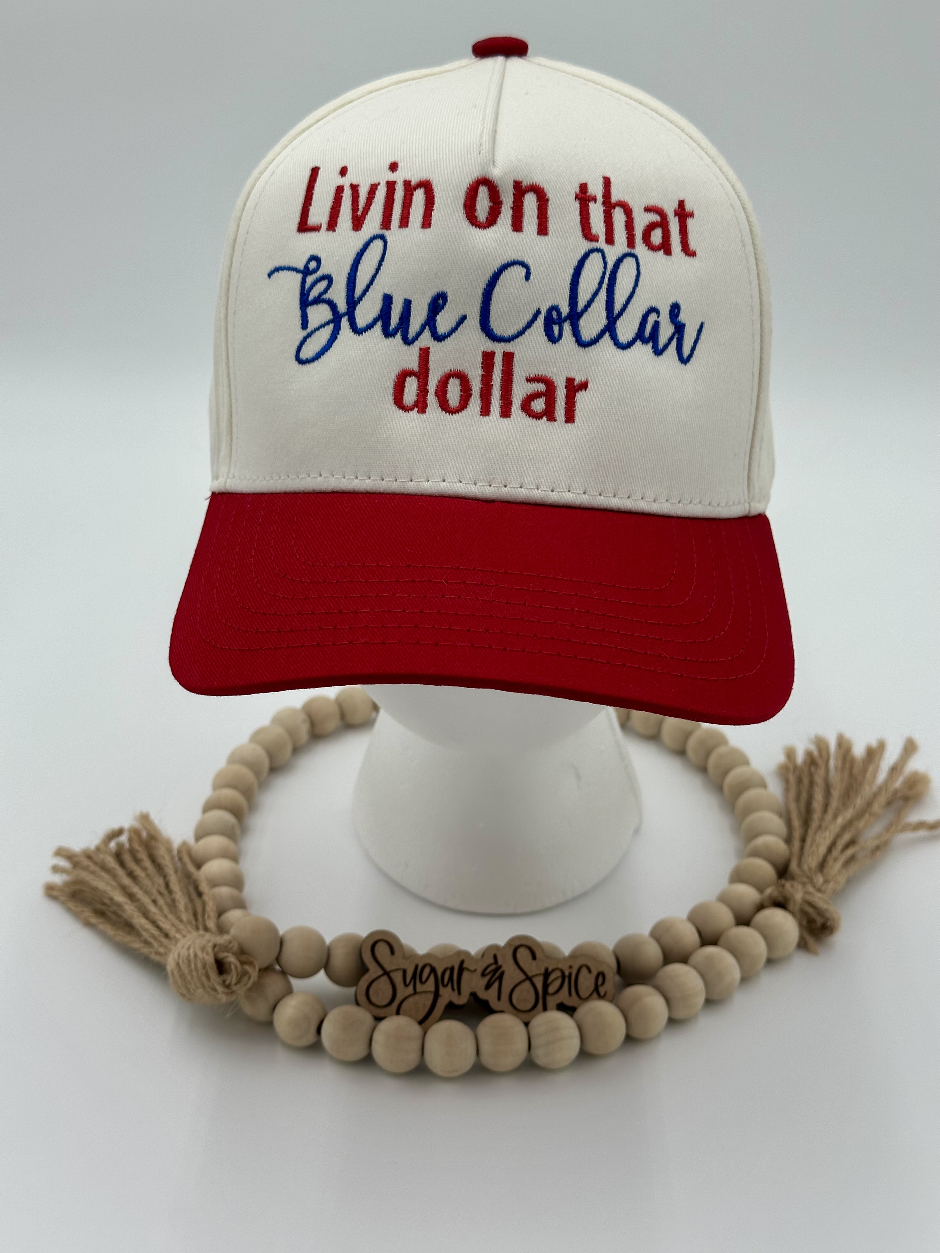 Blue Collar Dollar Two Tone Embroidered Trucker Hat – Proud, Gritty, and All-American