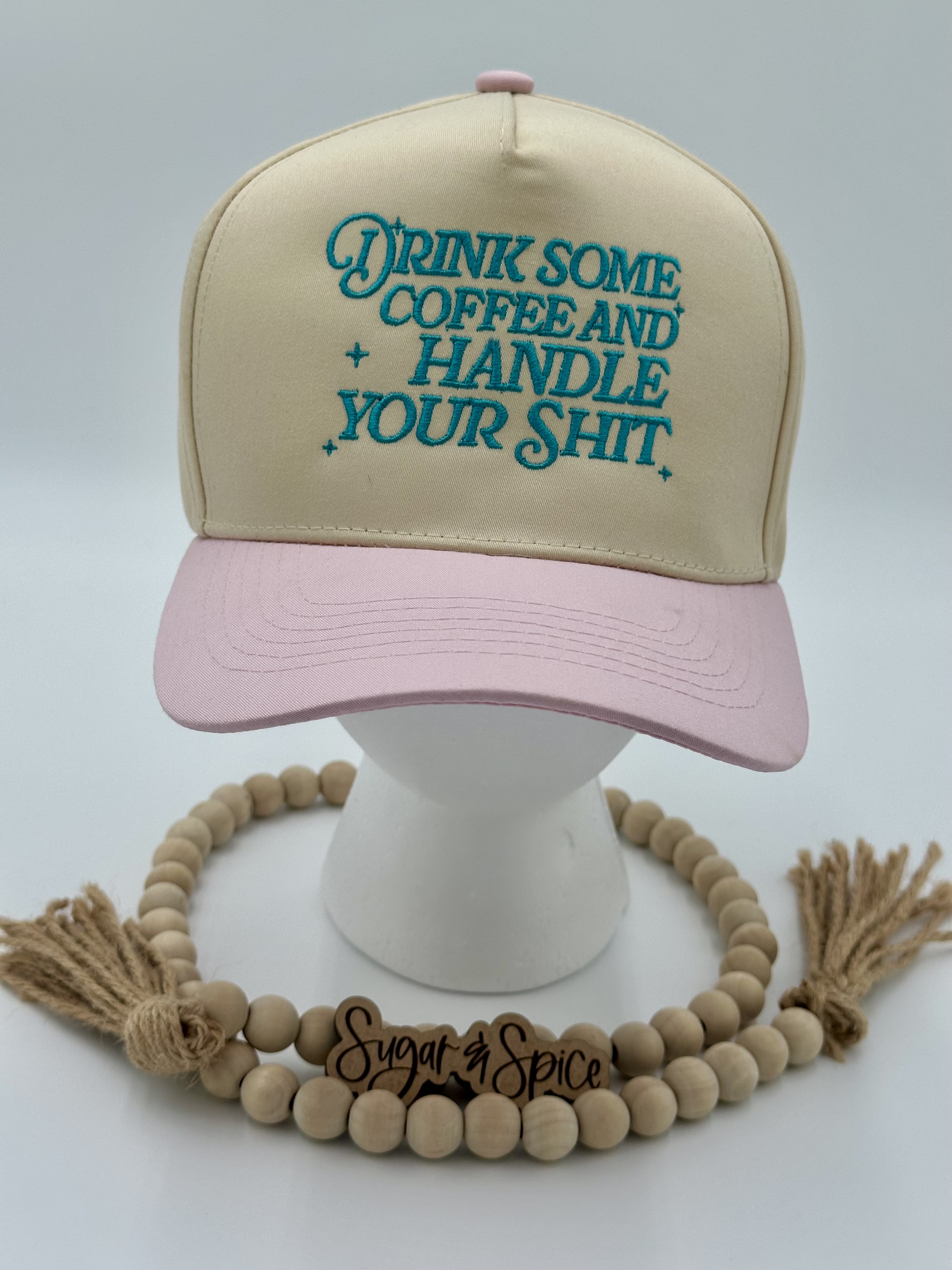 Handle Your Sh*t - Two Tone Embroidered Trucker Hat – Coffee First, Chaos Later 