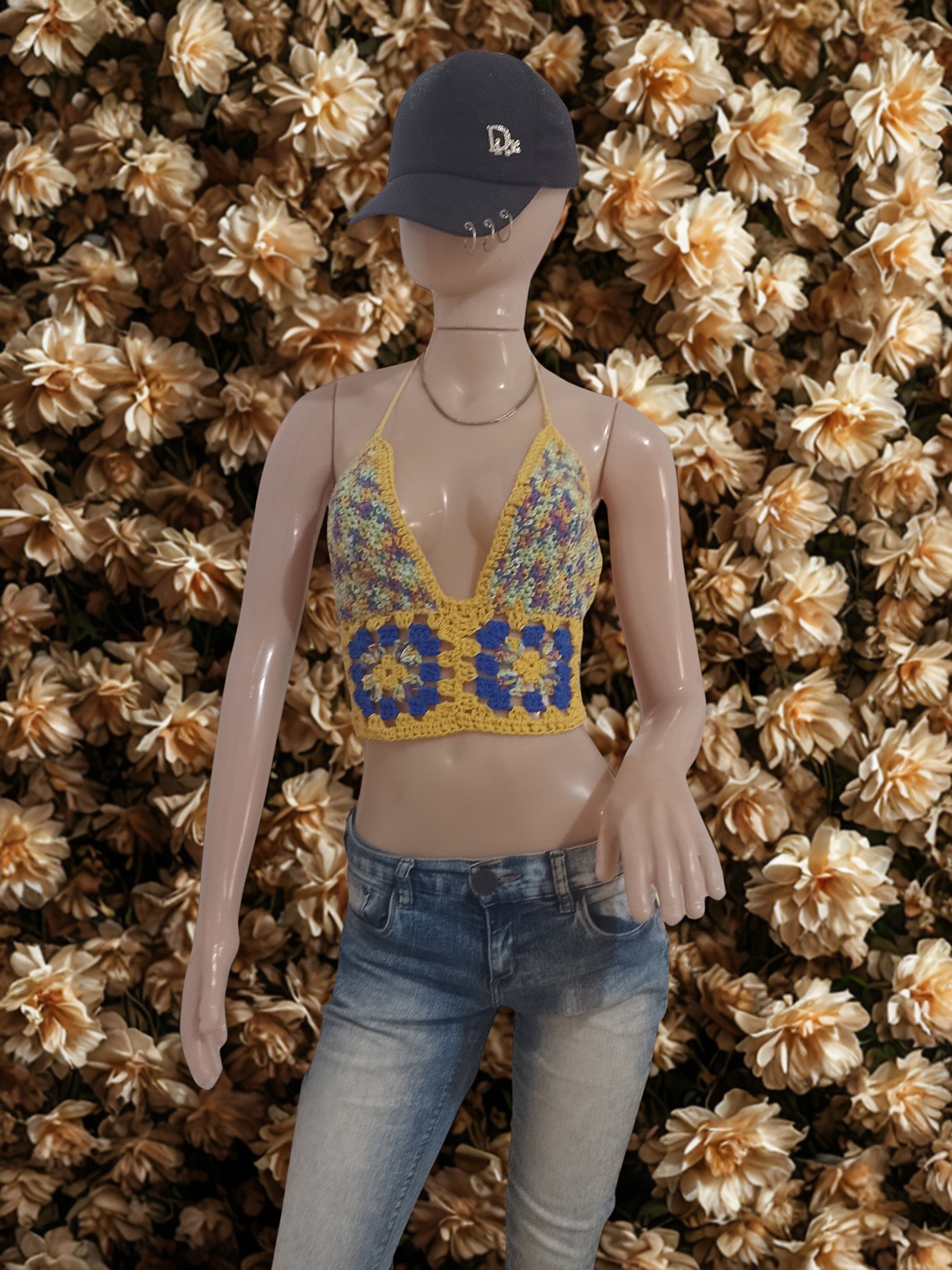 Top de crochet multicolor