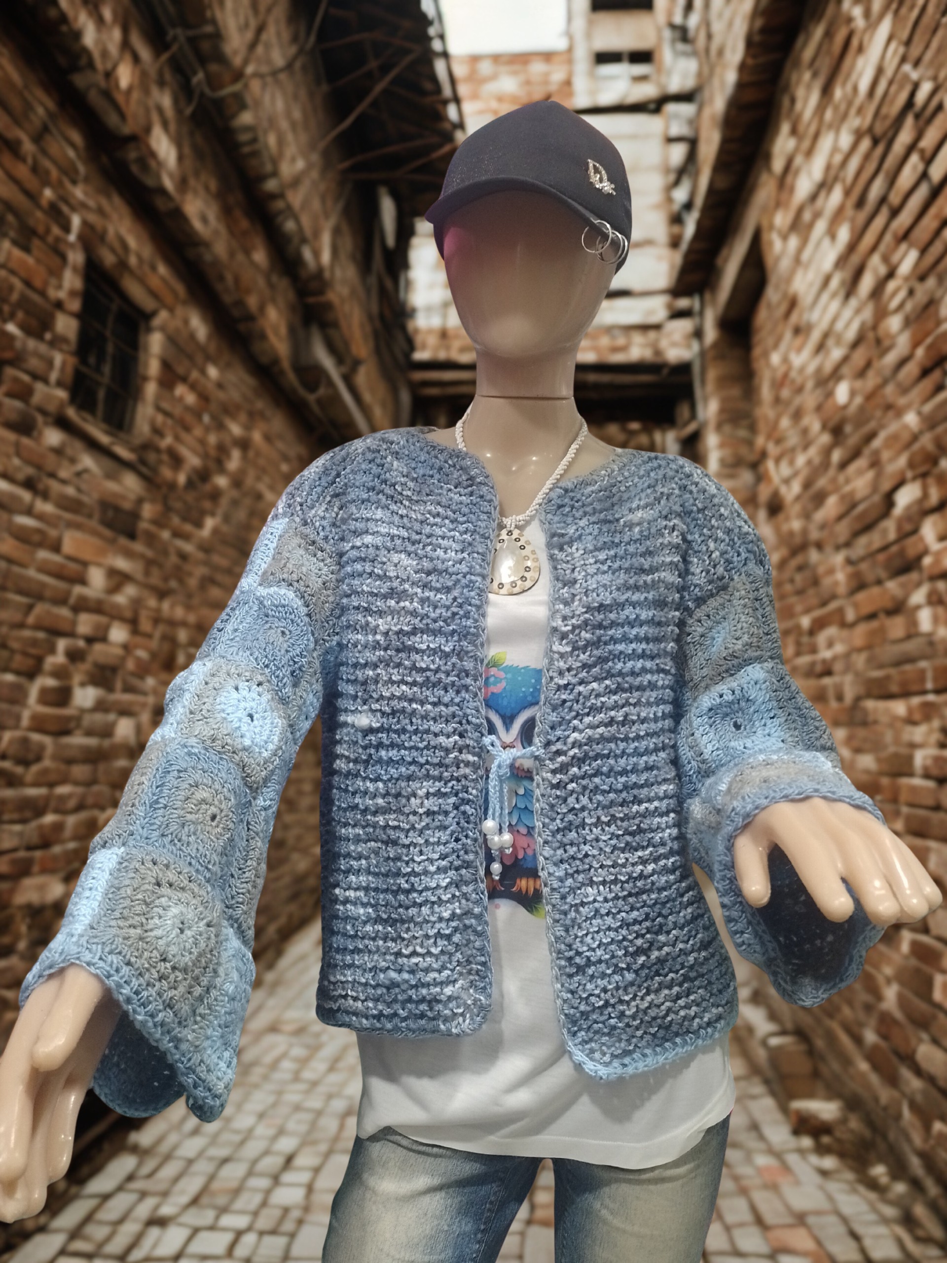 Chaqueta de punto azul