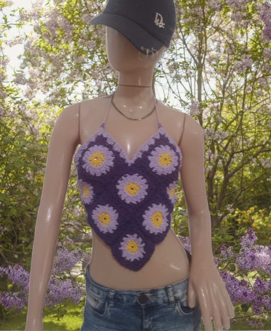 Top de crochet morado