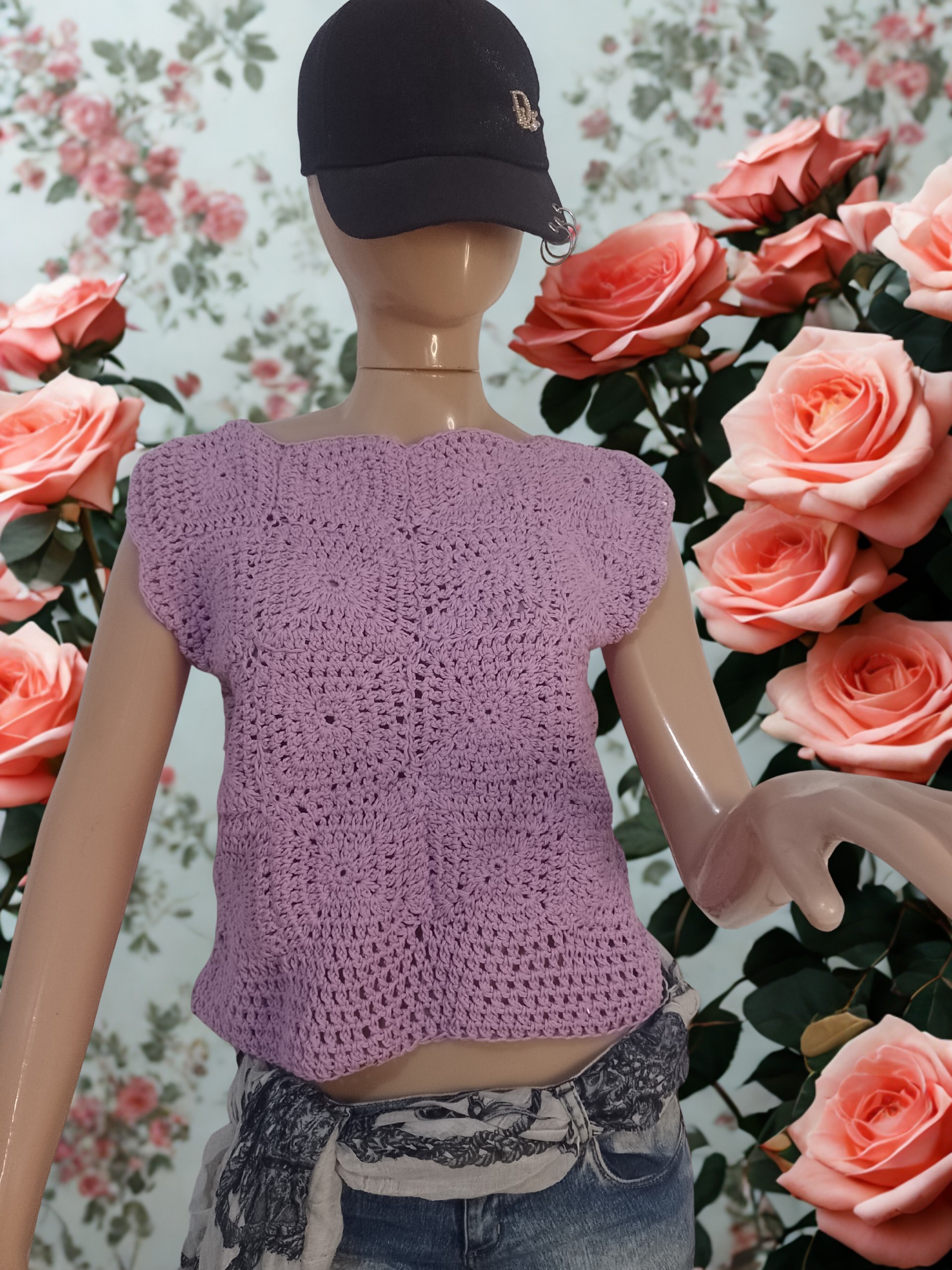 Blusa de crochet lila