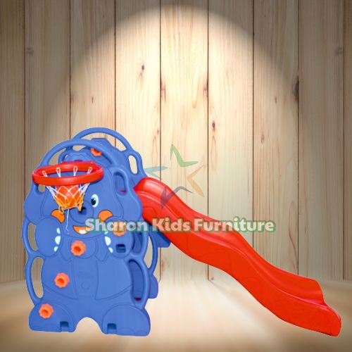 Elephant-Themed Kids Slide with Basketball Hoop (Model No.SF-970)
