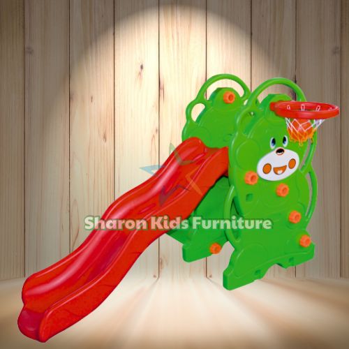 Children's Bear-Themed Slide with Basketball Hoop (Model No.SF-971)
