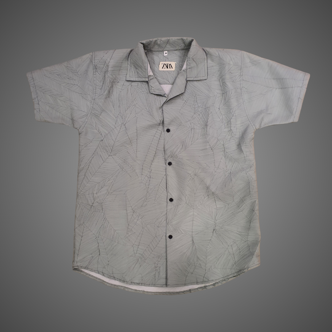 Sea Blue Patterned Short Sleeve Shirt