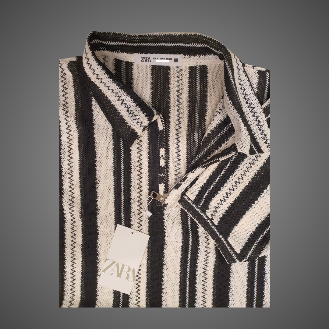 Striped Knit Polo Shirt