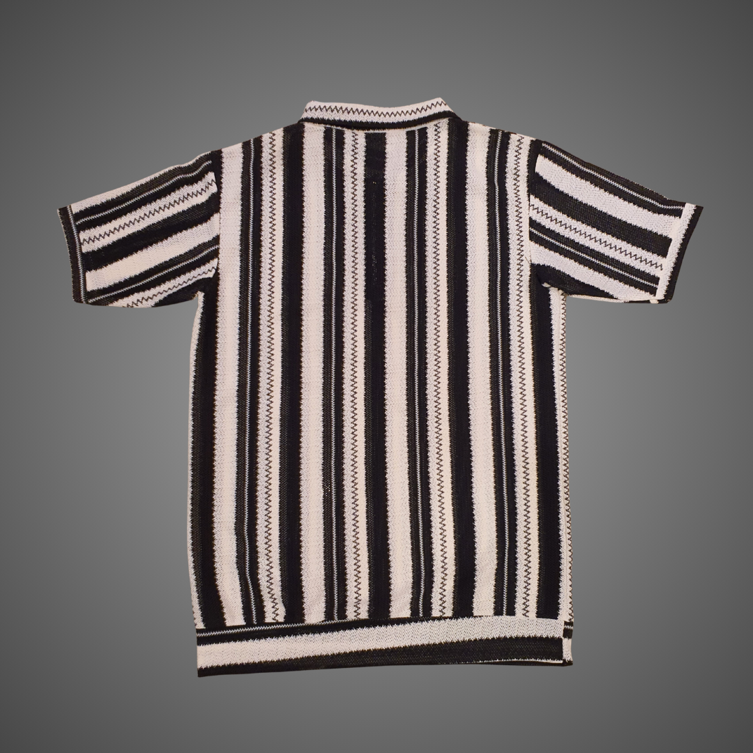 Striped Knit Polo Shirt