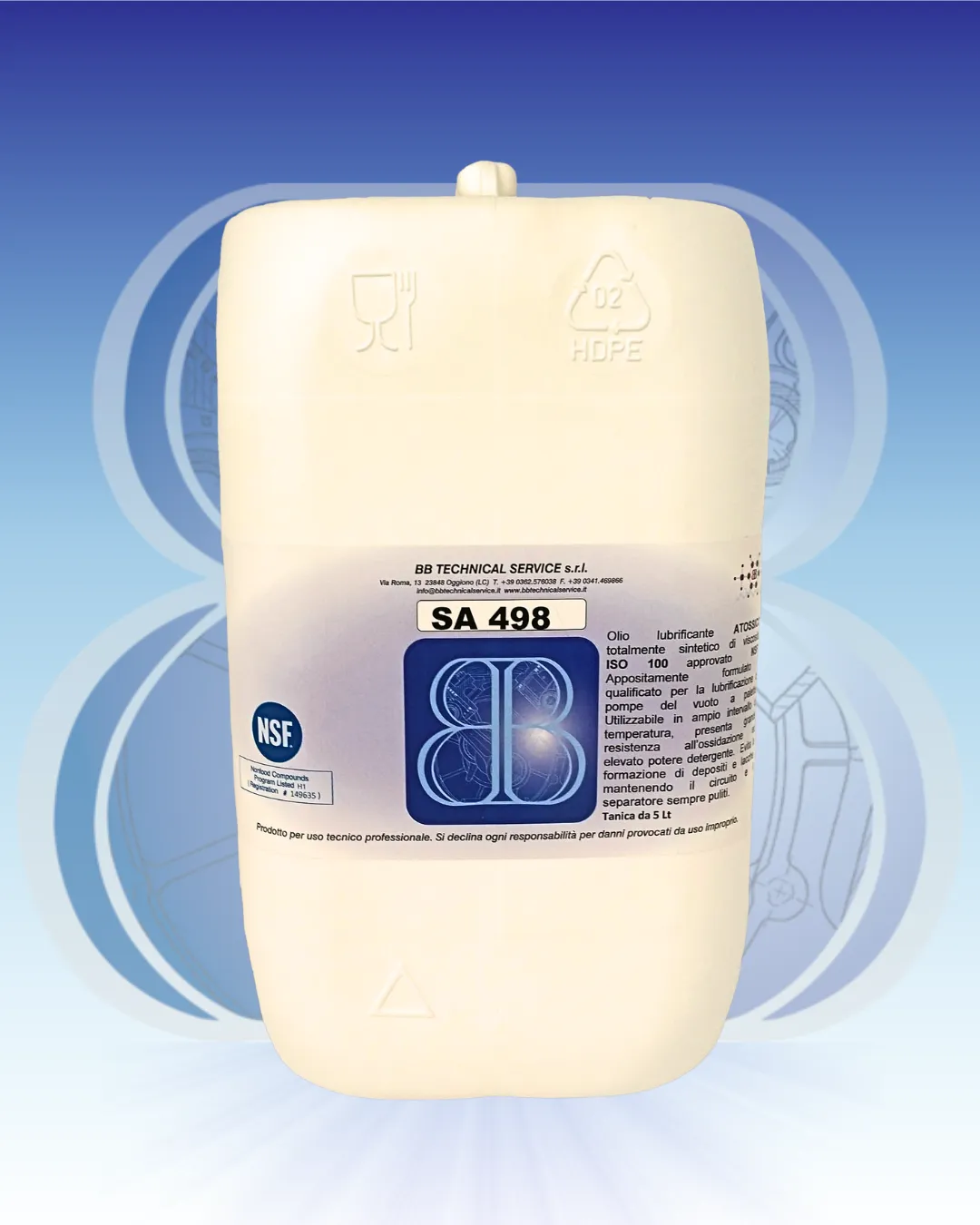 SA 498 – Lubrificante sintetico NSF H1 per pompe del vuoto