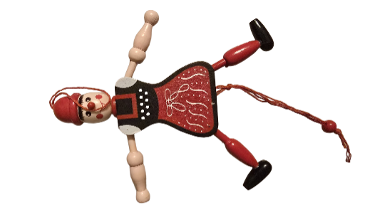 Wooden Clown Hanging Doll