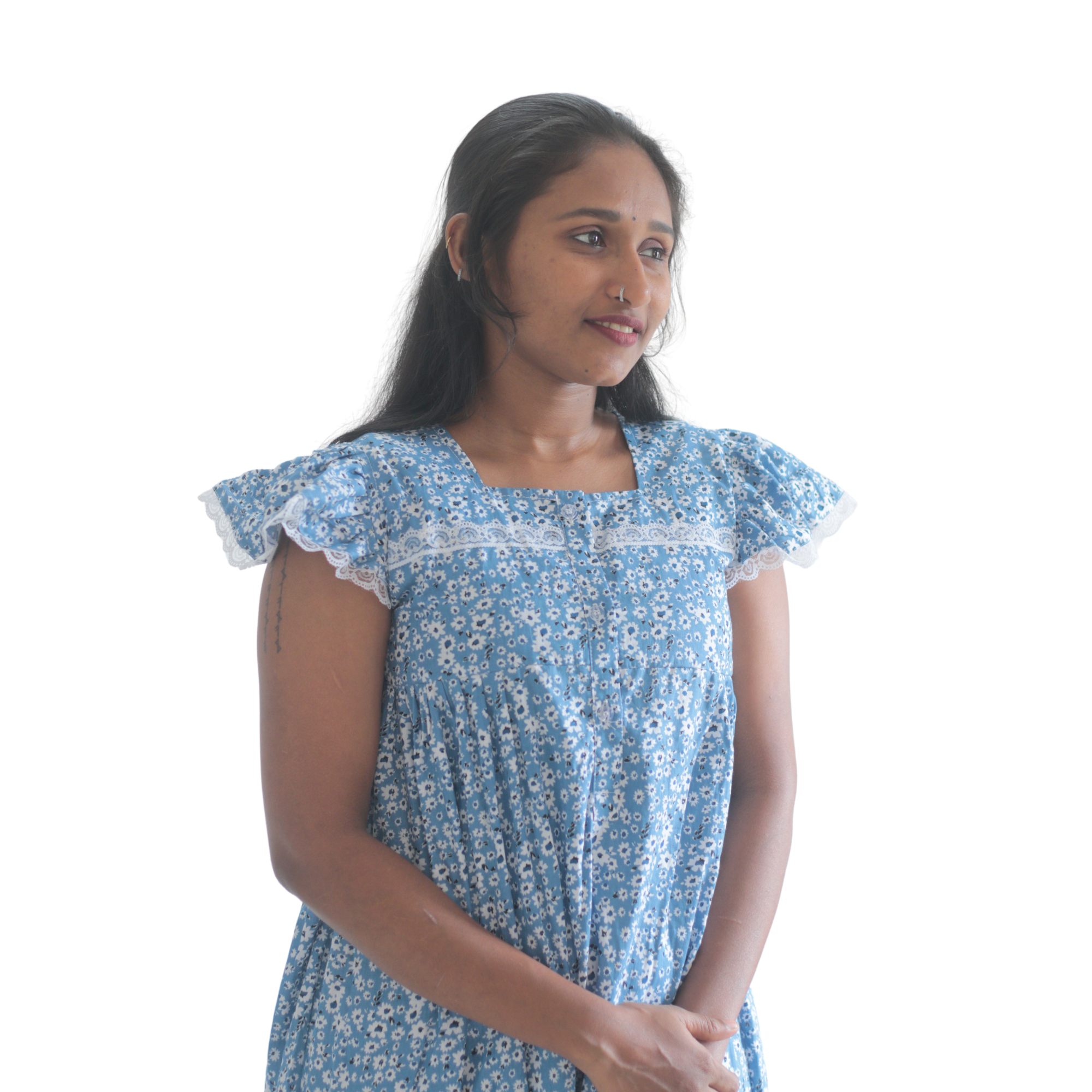 Butterfly Sleeves Feeding Short Nighty