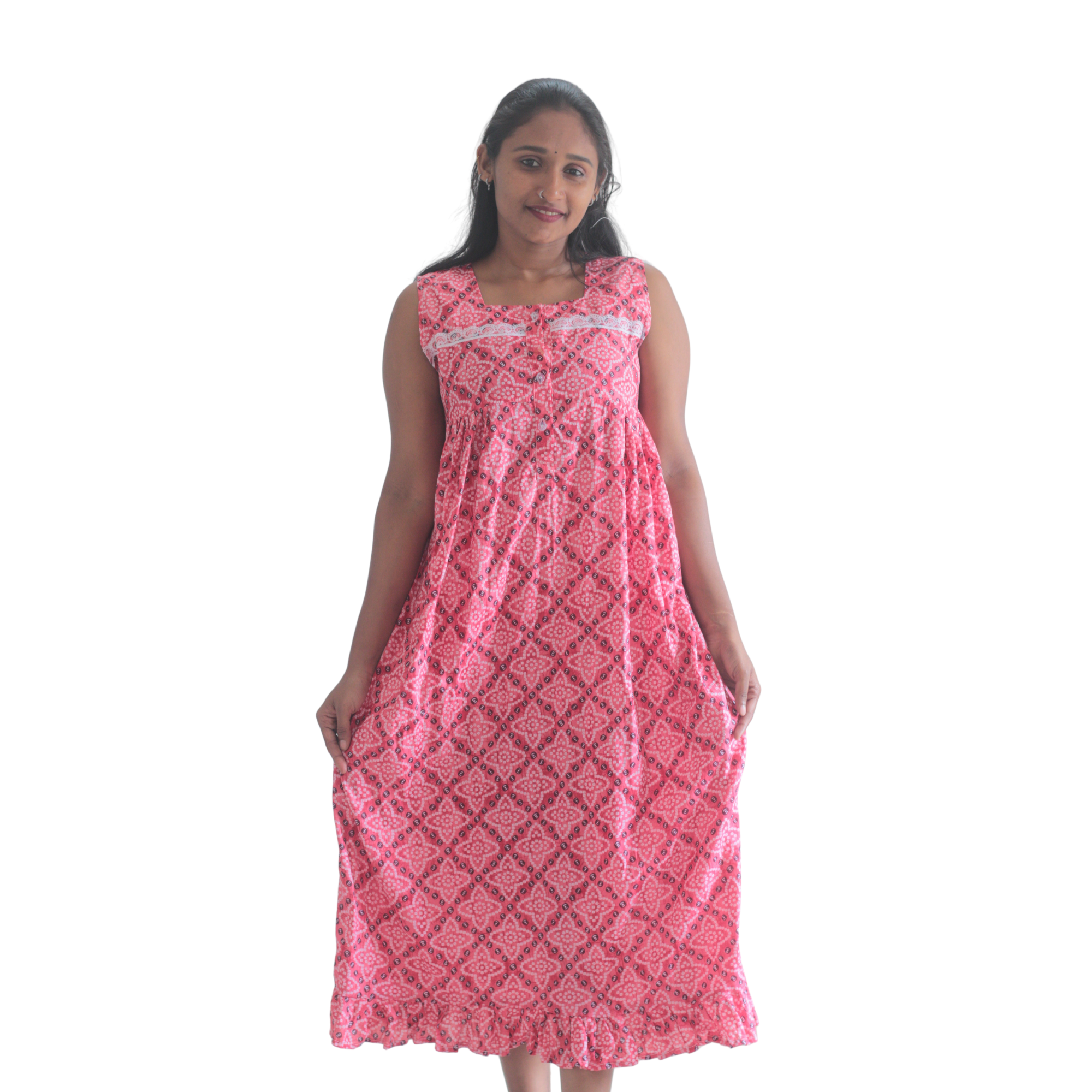 Sleeveless feeding short nighty