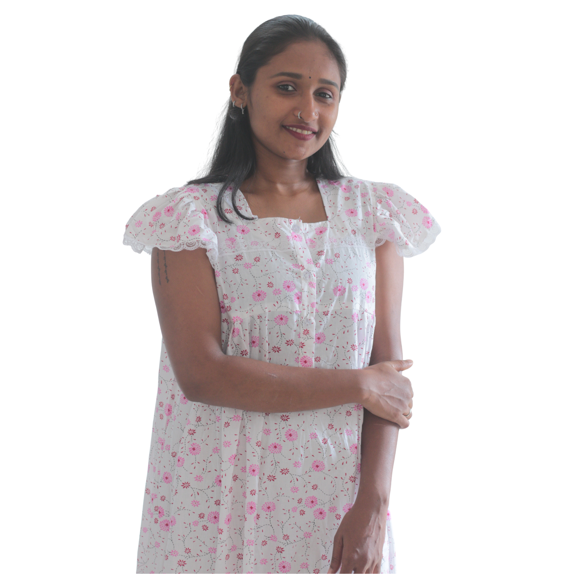 Butterfly Sleeves Feeding Short Nighty