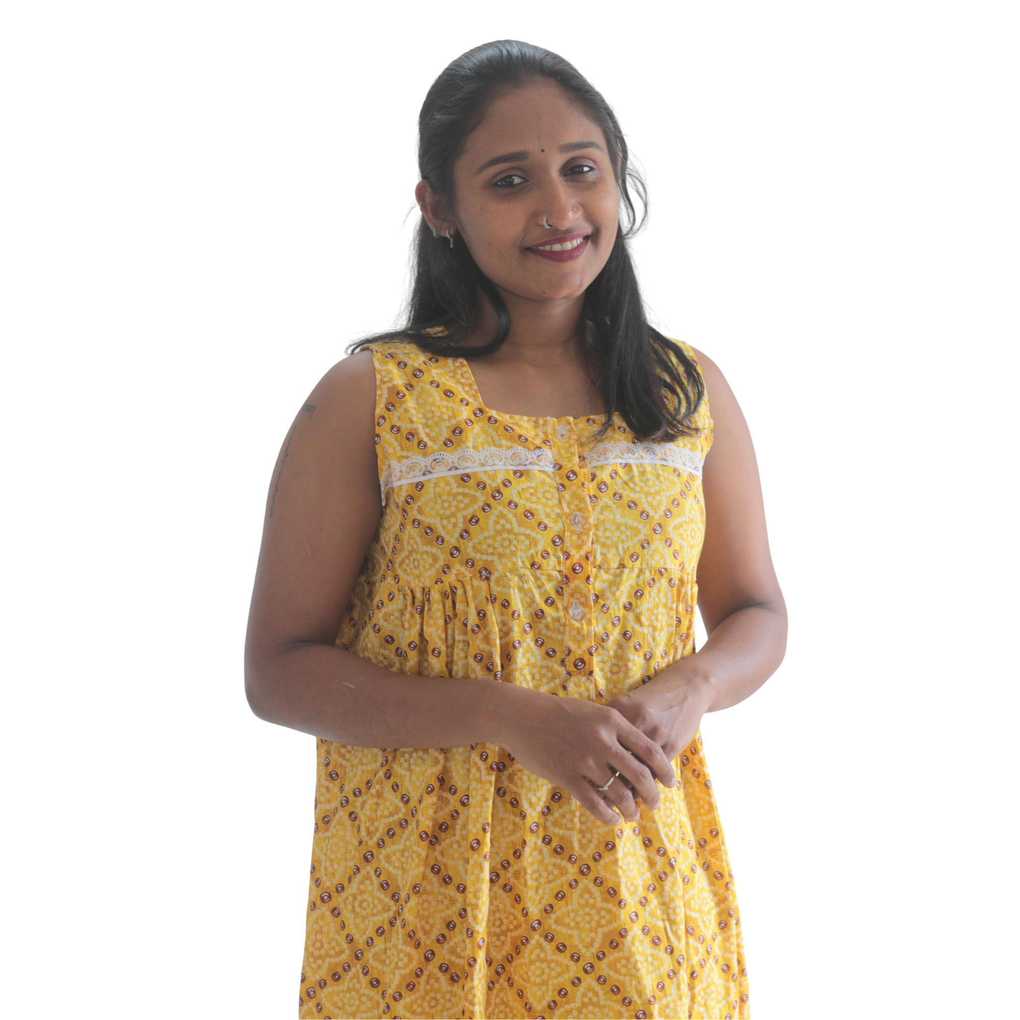 Sleeveless Feeding Short Nighty