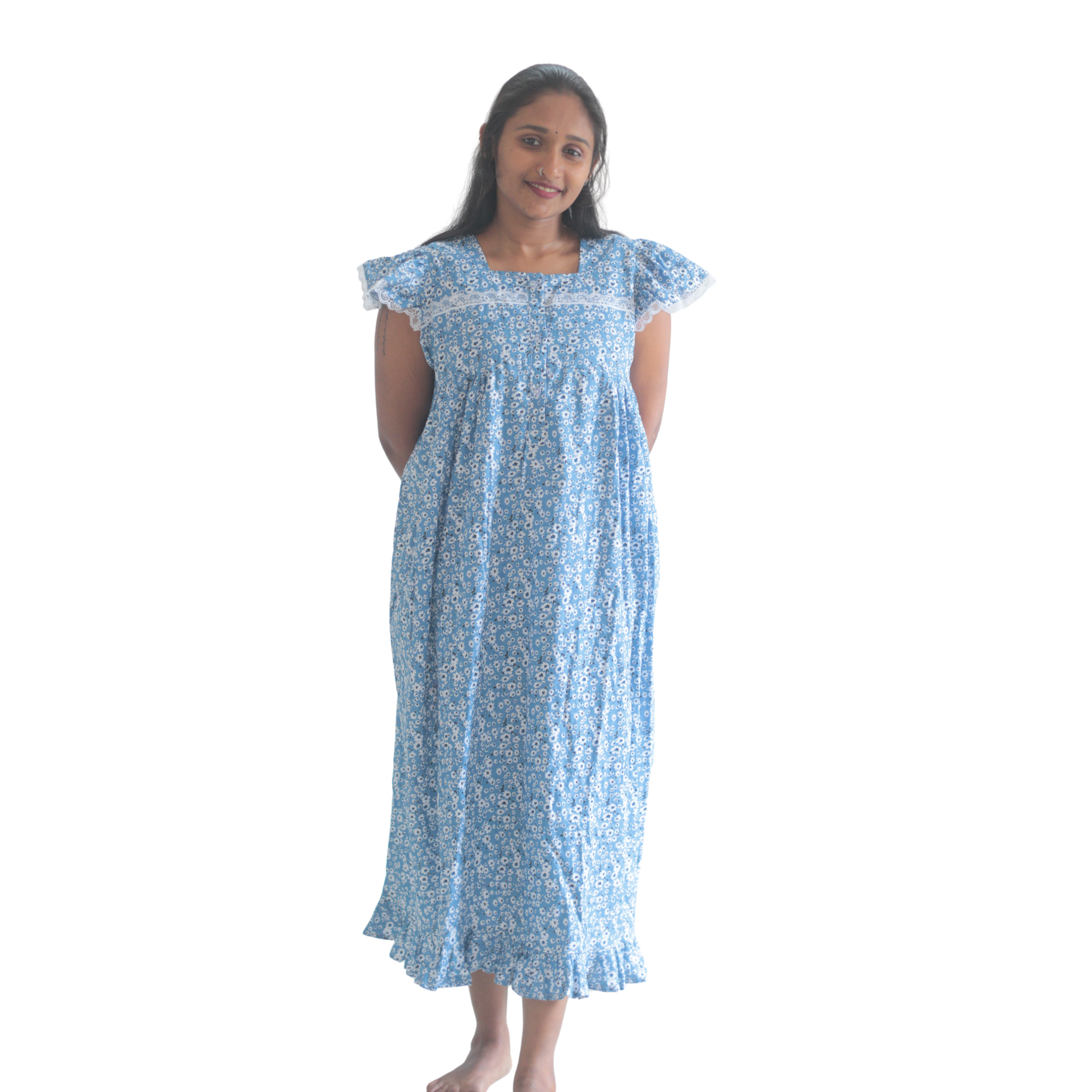 Butterfly Sleeves Feeding Short Nighty