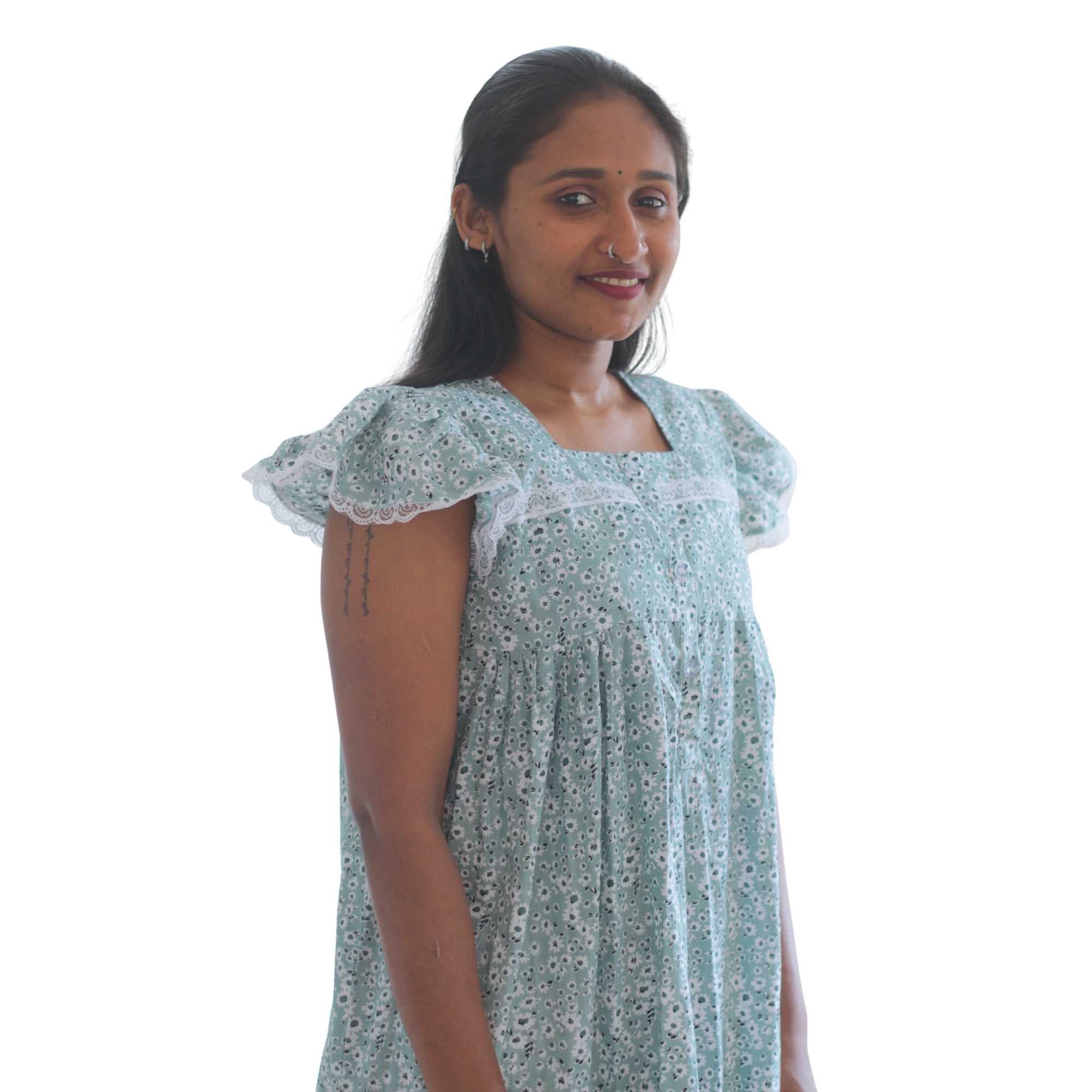 Butterfly Sleeves Feeding Short Nighty