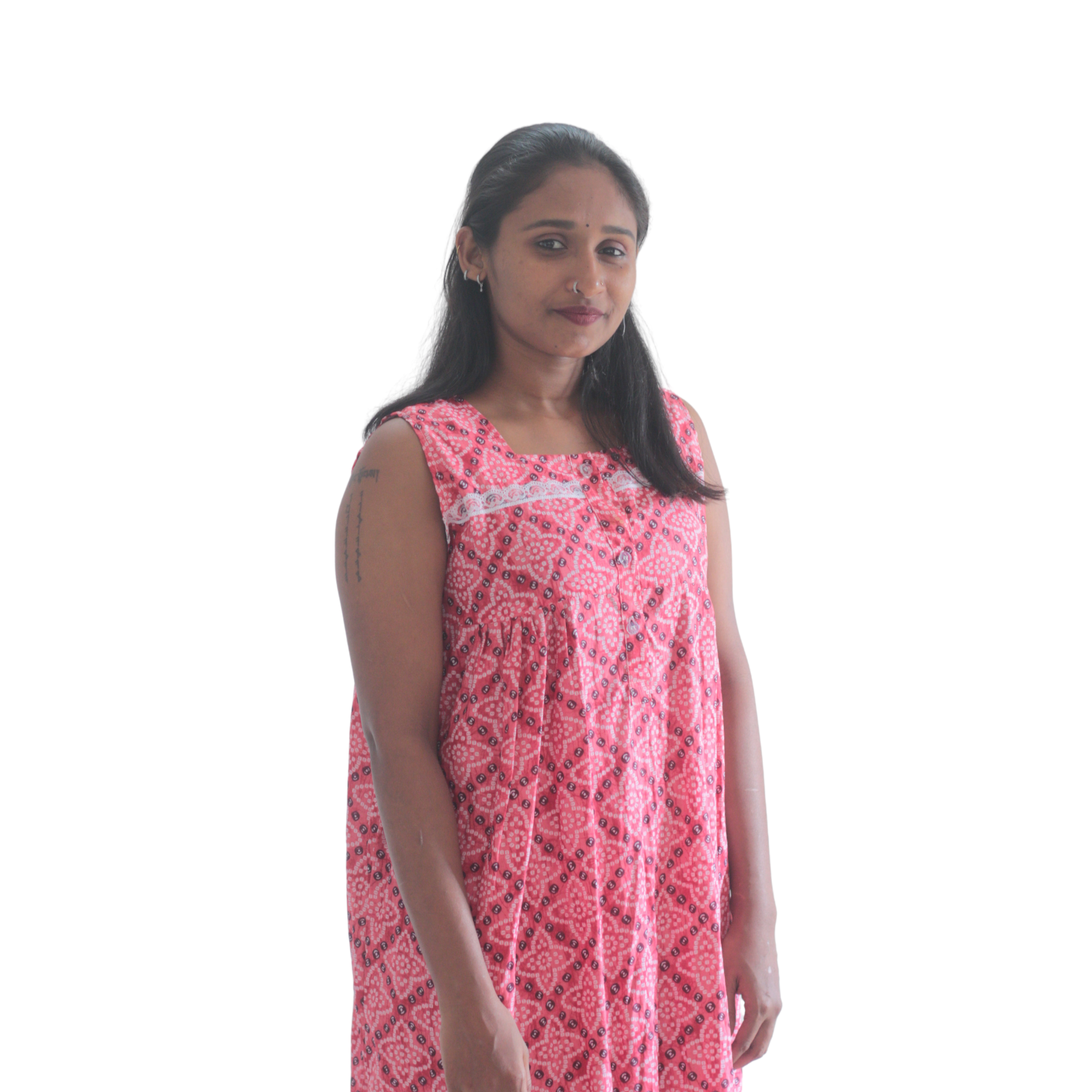 Sleeveless feeding short nighty