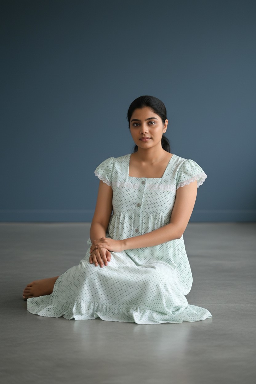Butterfly Sleeves Feeding Friendly Short Nighty (GREEN)
