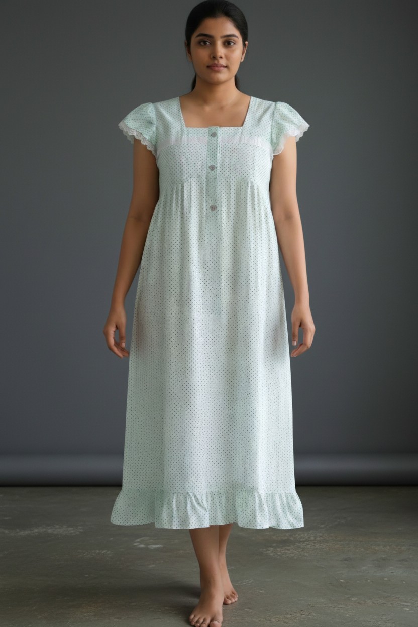 Butterfly Sleeves Feeding Friendly Short Nighty (GREEN)