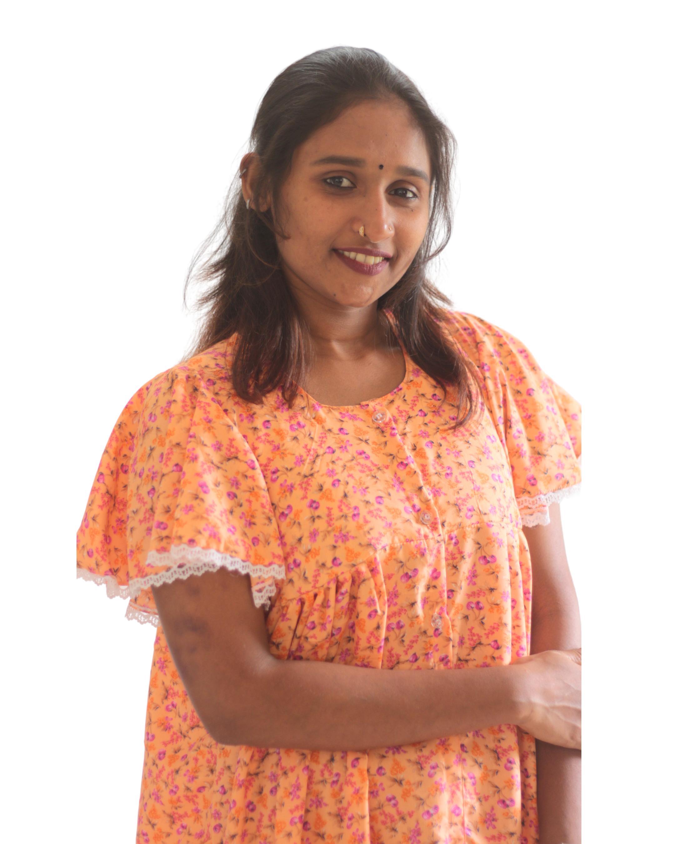 Flowrel sleeves feeding friendly short nighty