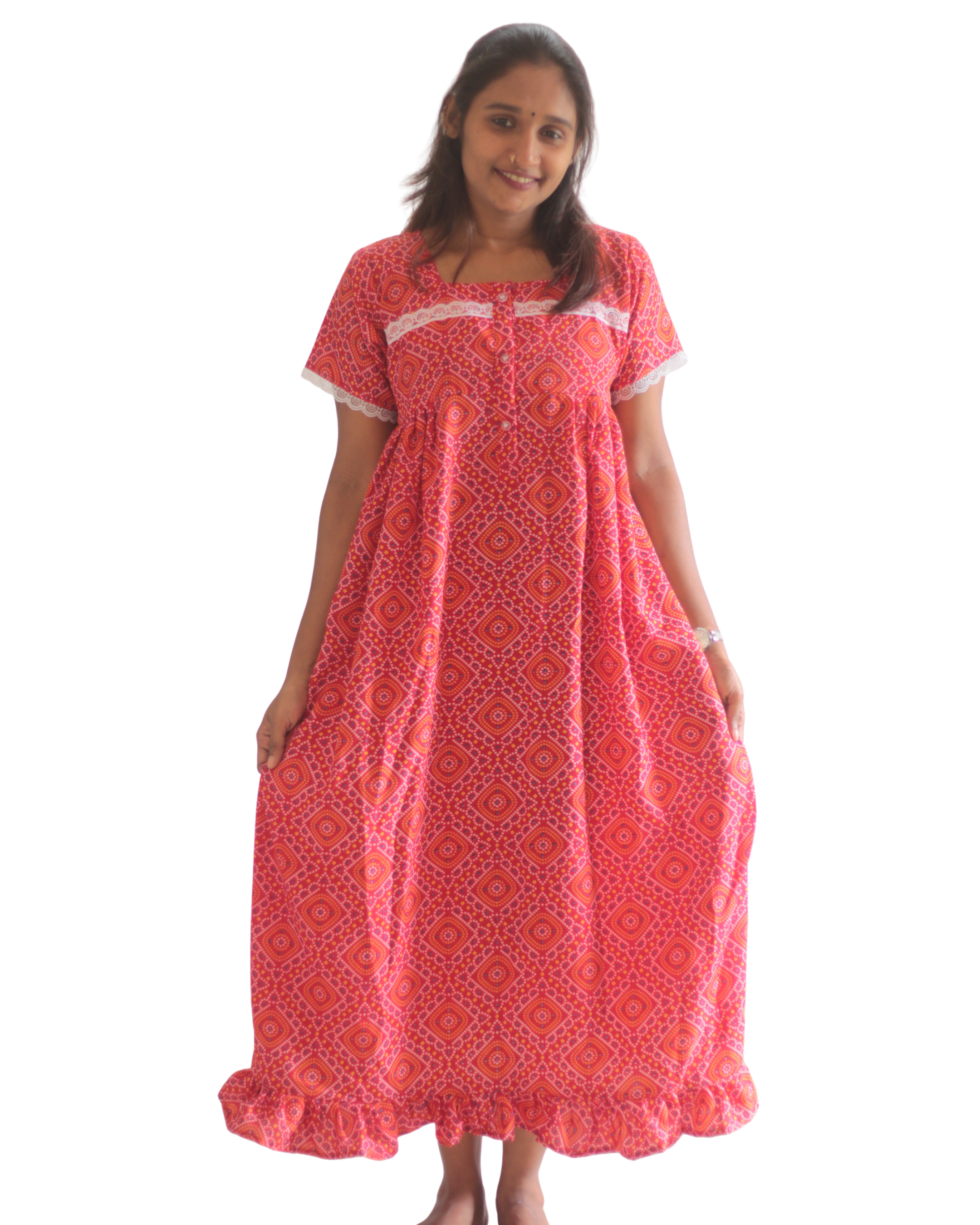 Normal sleeves short nighty