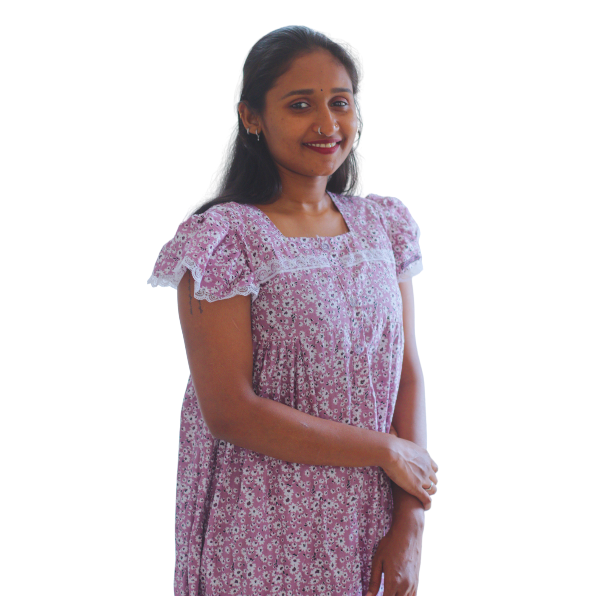 Butterfly Sleeves Feeding Short Nighty