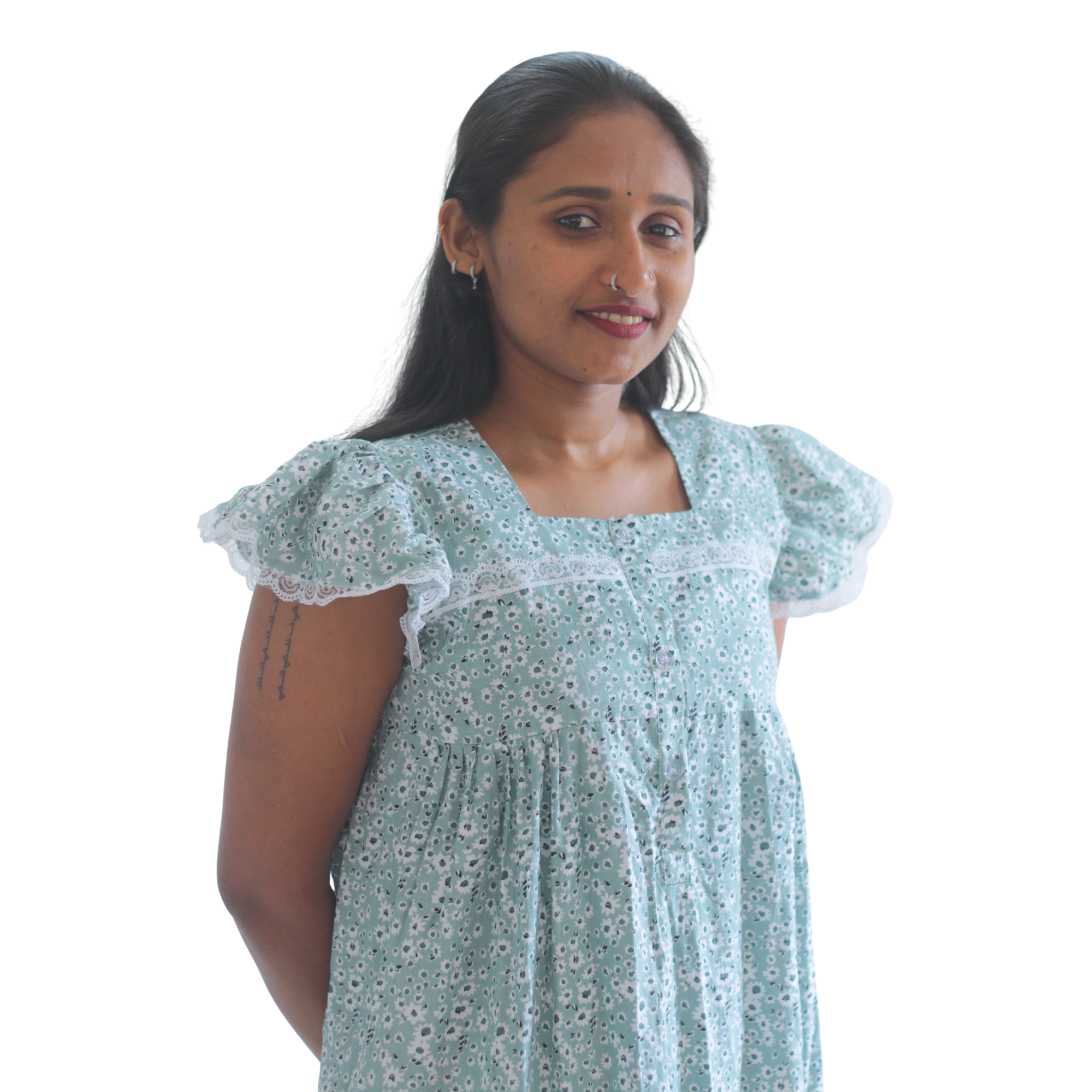 Butterfly Sleeves Feeding Short Nighty