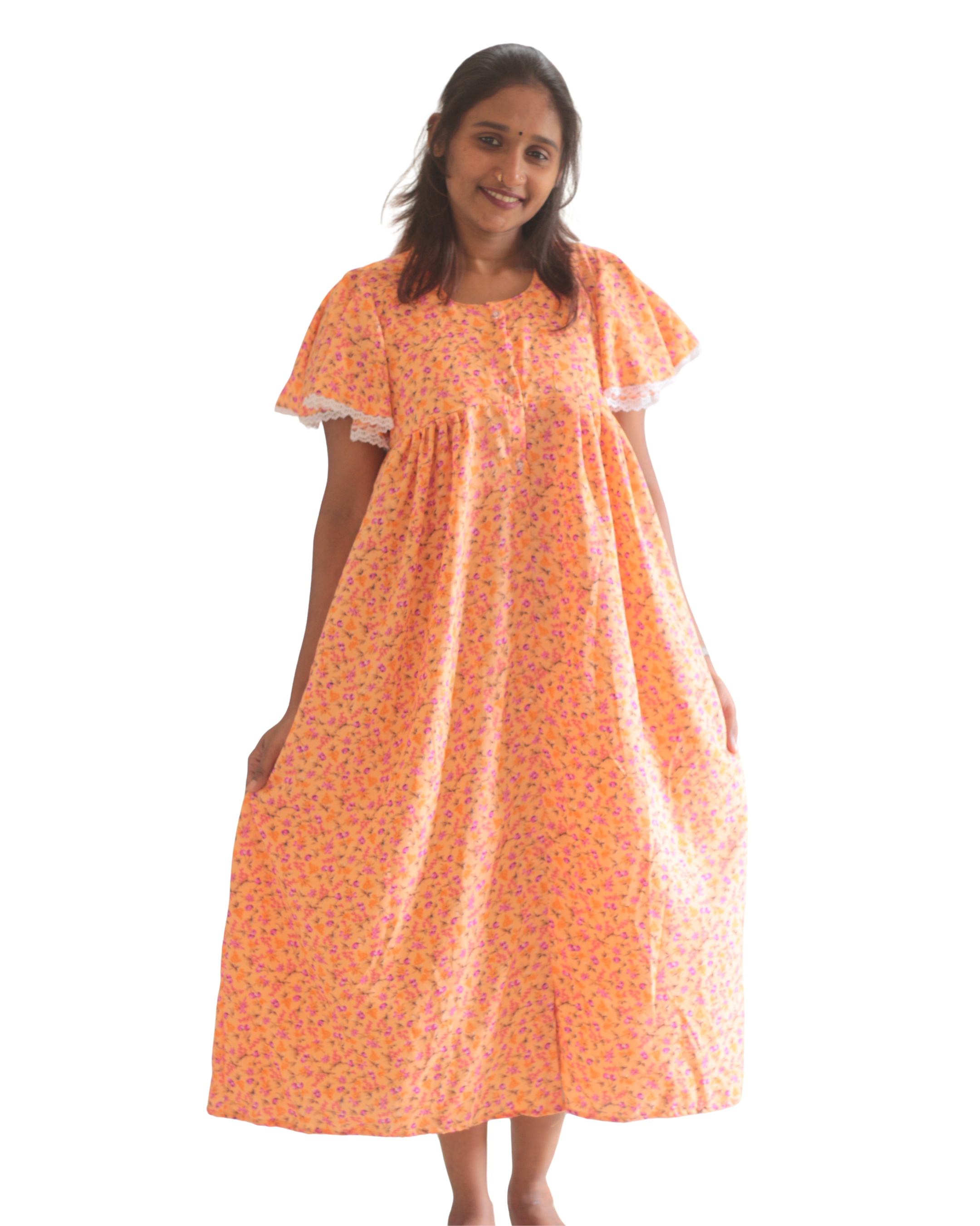 Flowrel sleeves feeding friendly short nighty