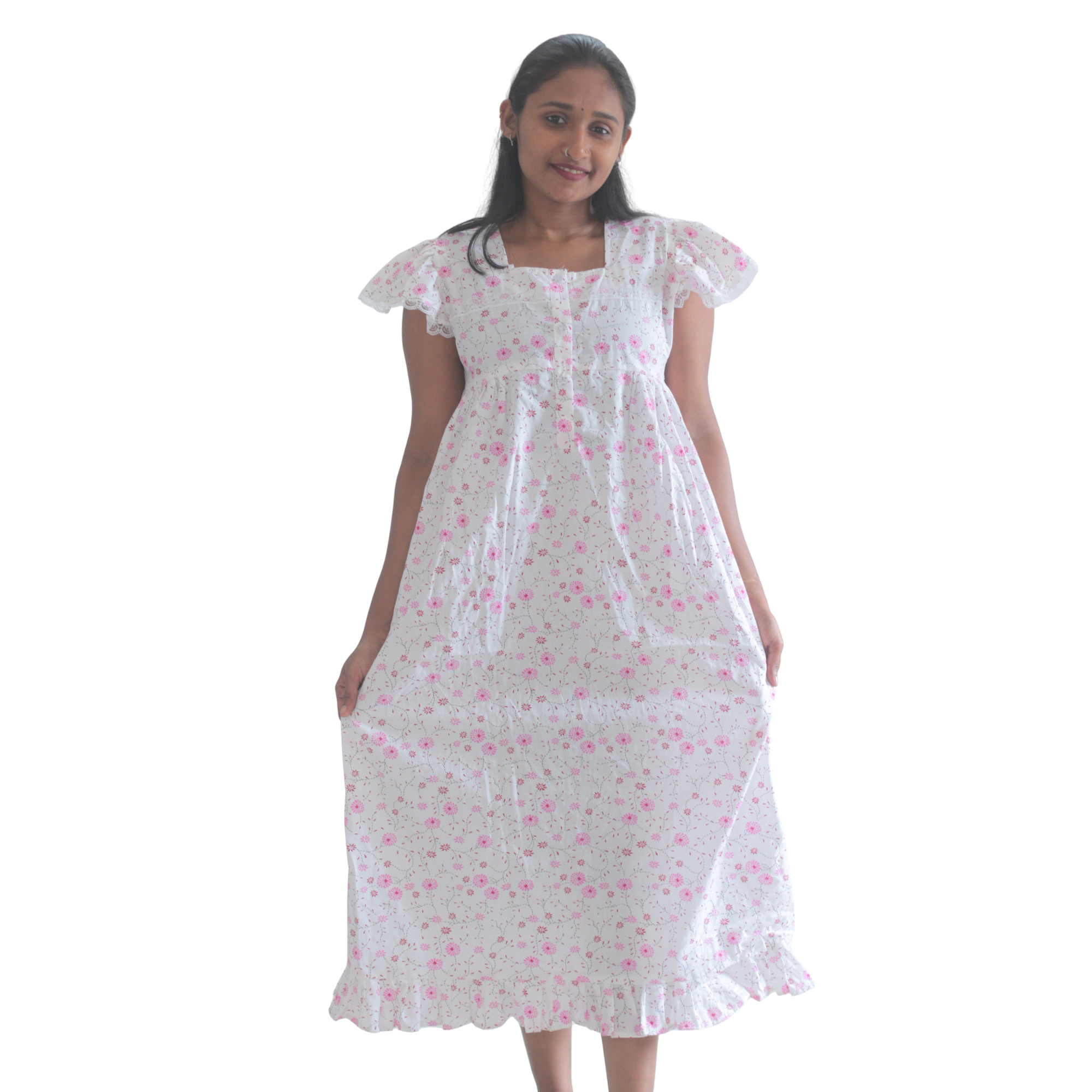 Butterfly Sleeves Feeding Short Nighty