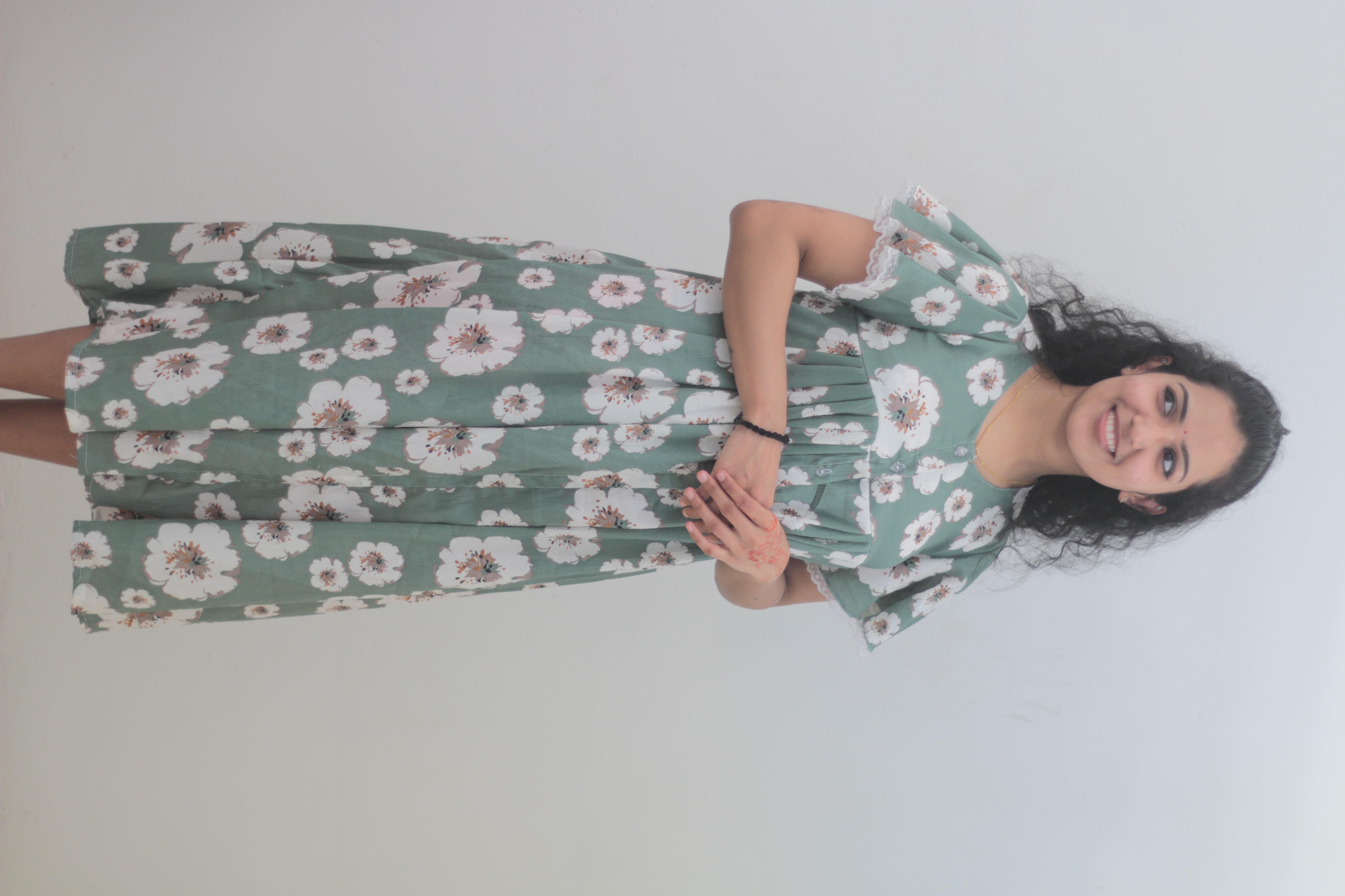 Floral Sleeves feeding short nighty