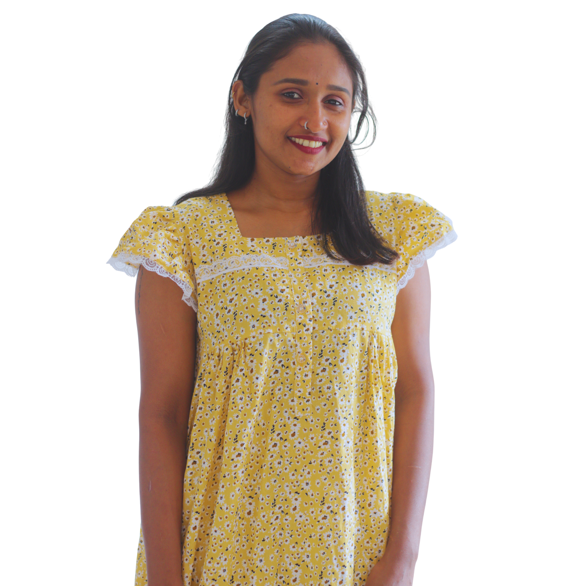 Butterfly Sleeves Feeding Short Nighty