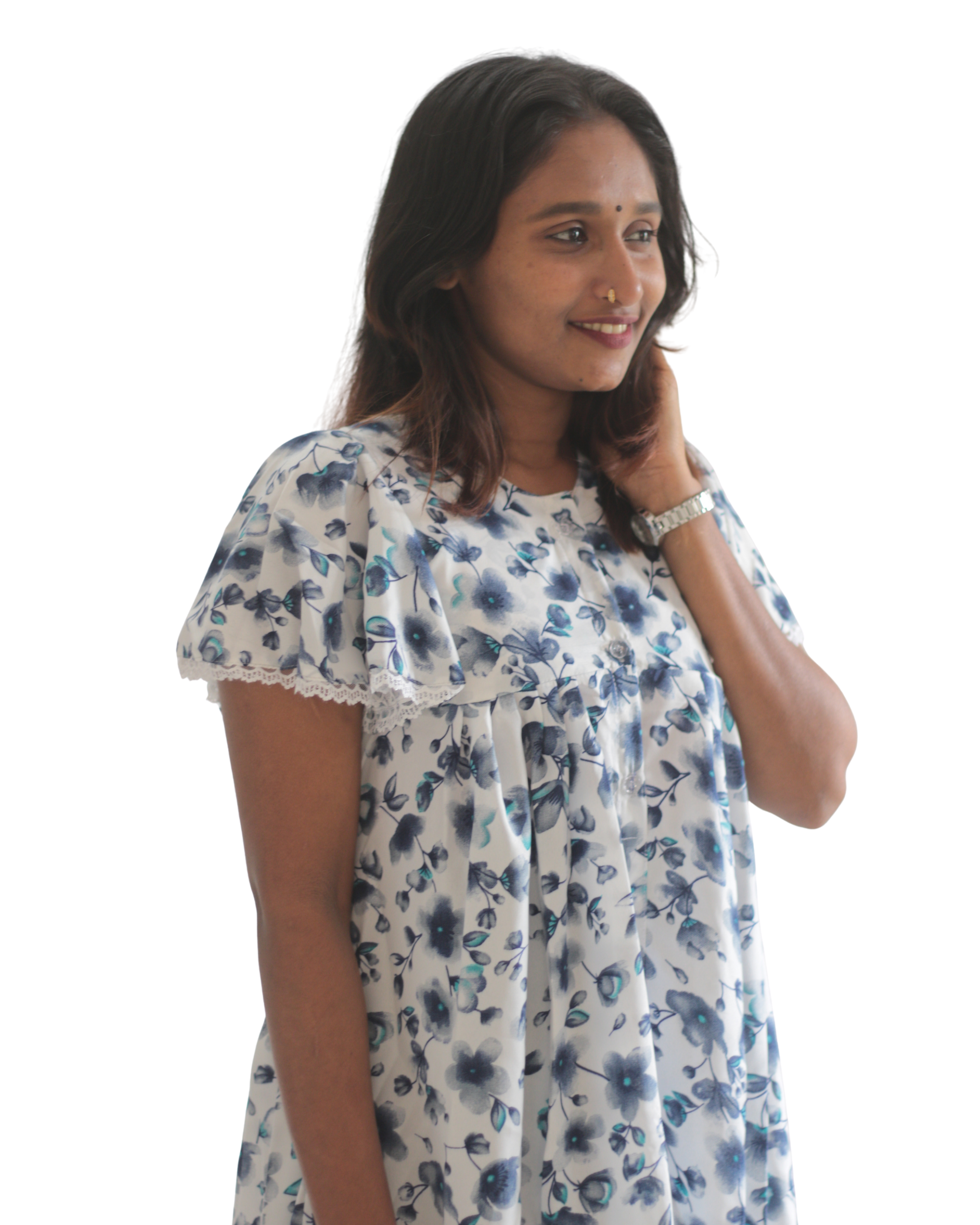 Flowrel sleeves feeding friendly short nighty