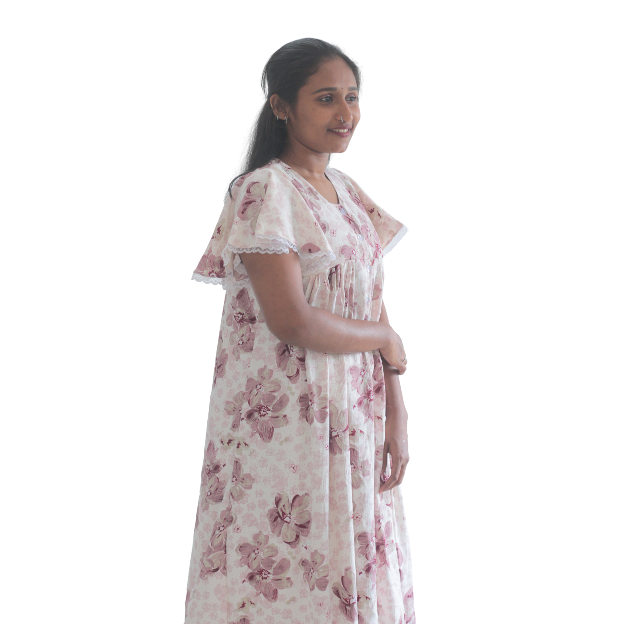 Floral Sleeves Short Nighty
