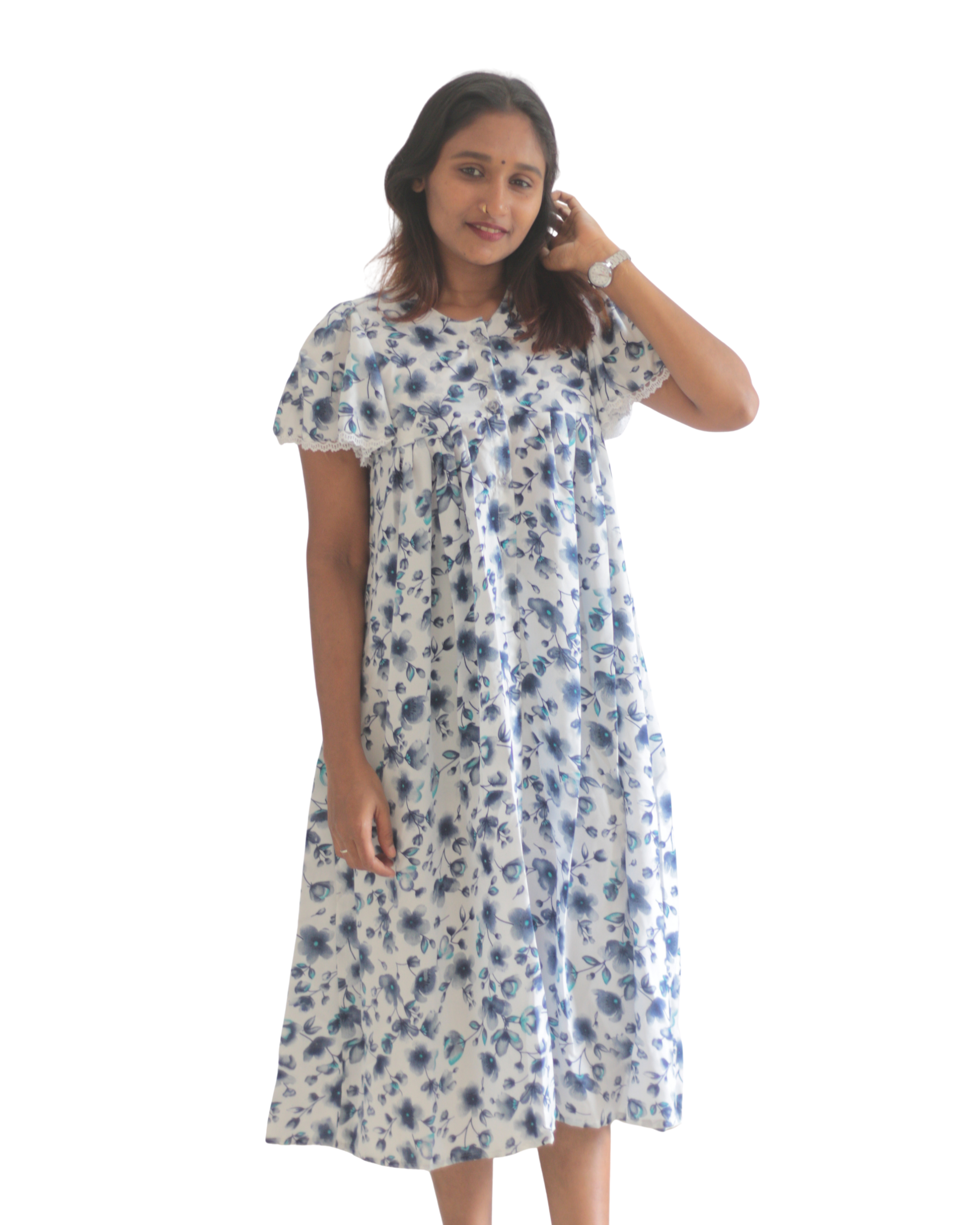 Flowrel sleeves feeding friendly short nighty