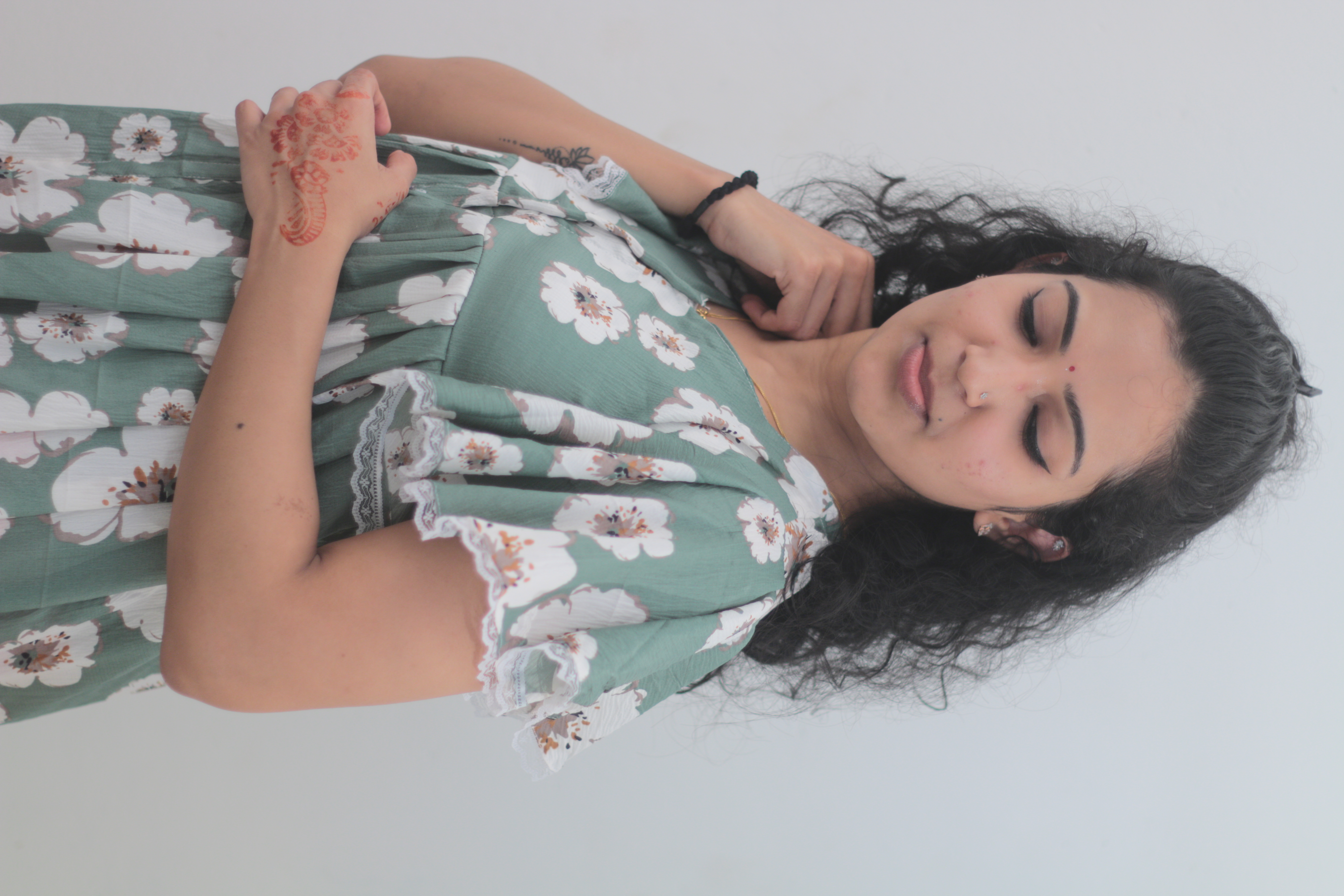 Floral Sleeves feeding short nighty