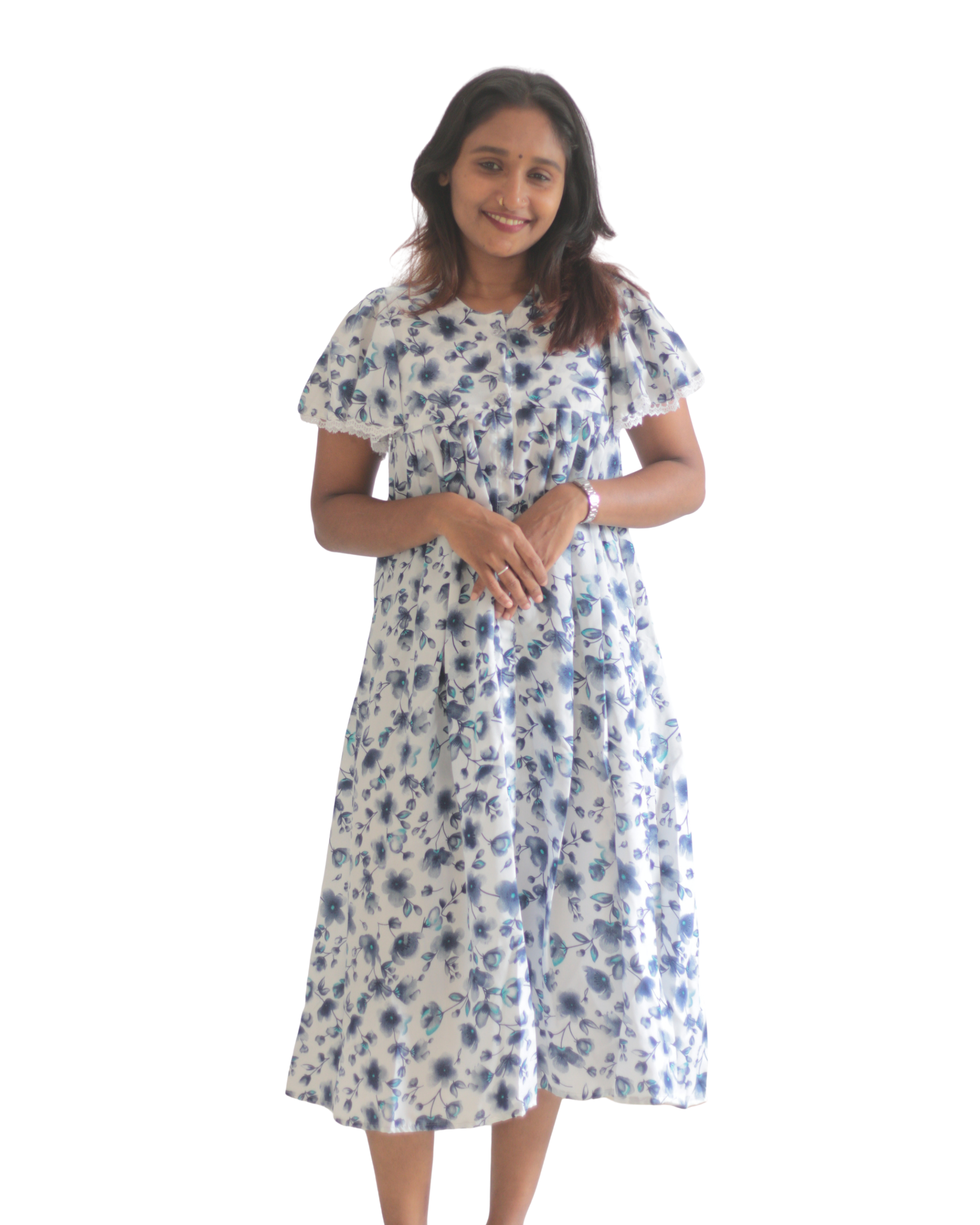 Flowrel sleeves feeding friendly short nighty