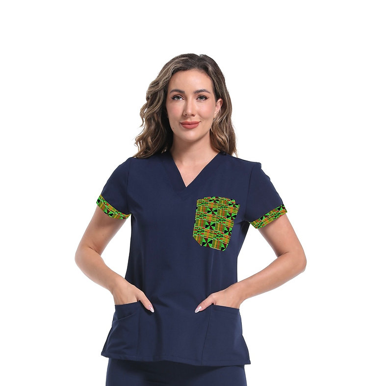 Soweto Heritage Women’s Scrub Top – African-Inspired Medical Wear