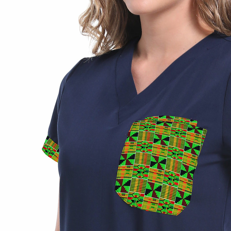 Soweto Heritage Women’s Scrub Top – African-Inspired Medical Wear
