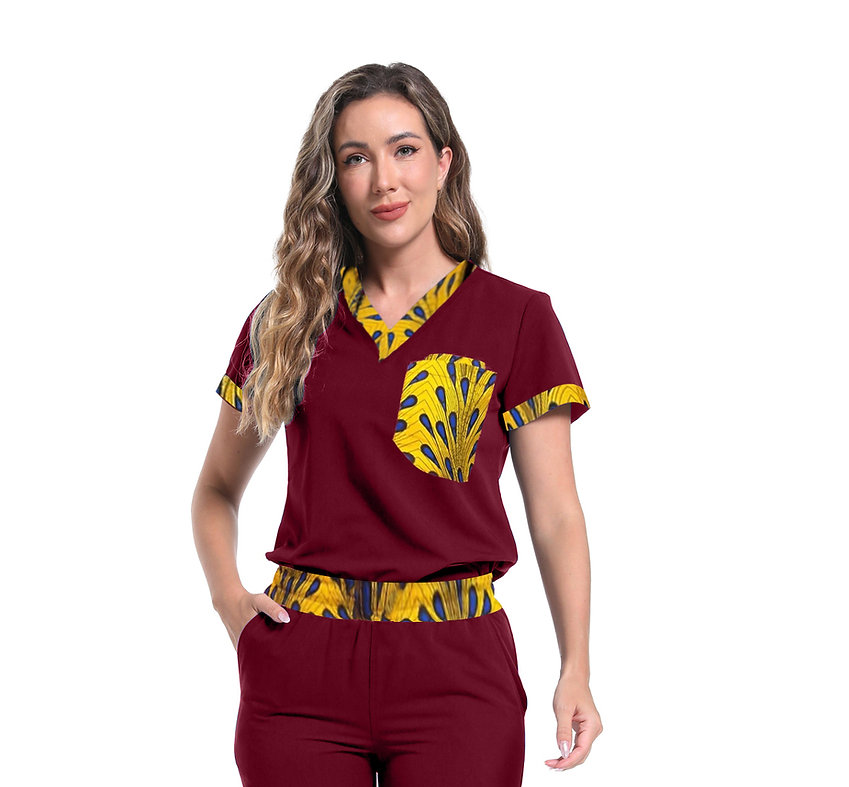 Igbo Women’s Scrub Top – Soft, Breathable African-Inspired Medical Uniform