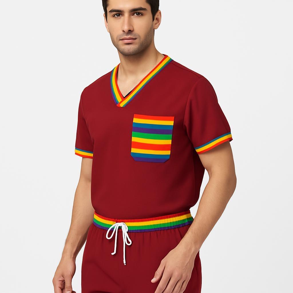 Men’s Rainbow Pride Scrub Top – Vibrant LGBTQ+ Edition