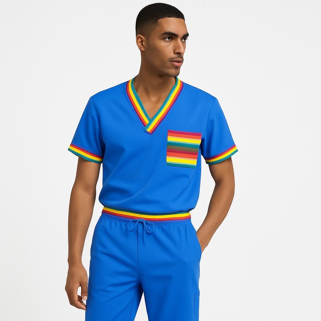 Men’s Rainbow Pride Scrub Top – Vibrant LGBTQ+ Edition