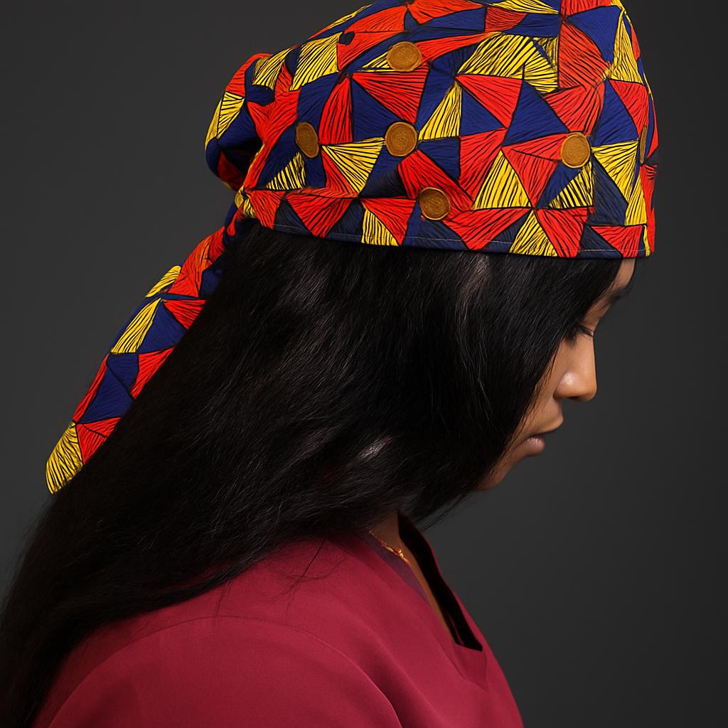 Delta Heritage Scrub Cap – African-Inspired Healthcare Headwear