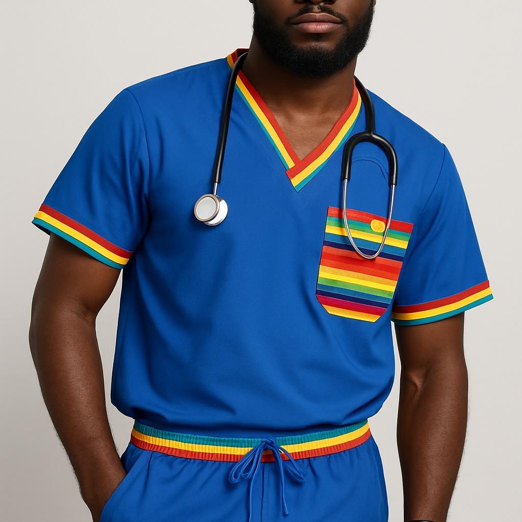 Pride Edition Men’s Scrub Jogger Pants – Vibrant Rainbow Design