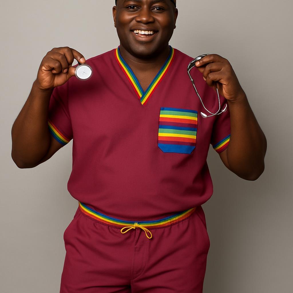 Pride Edition Men’s Scrub Jogger Pants – Vibrant Rainbow Design