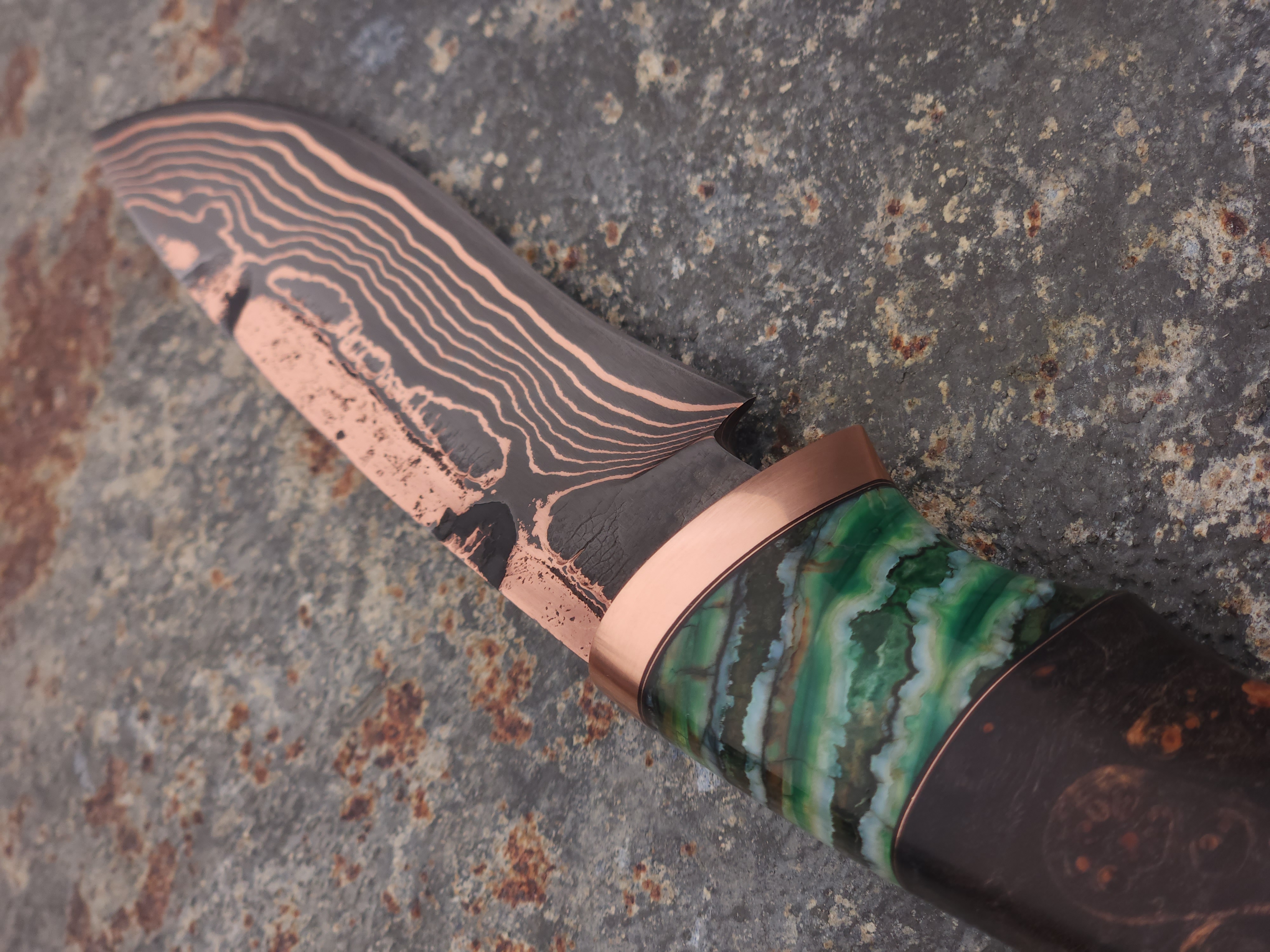 Copper Damascus Hunter (Dark Green Mammoth Molar)