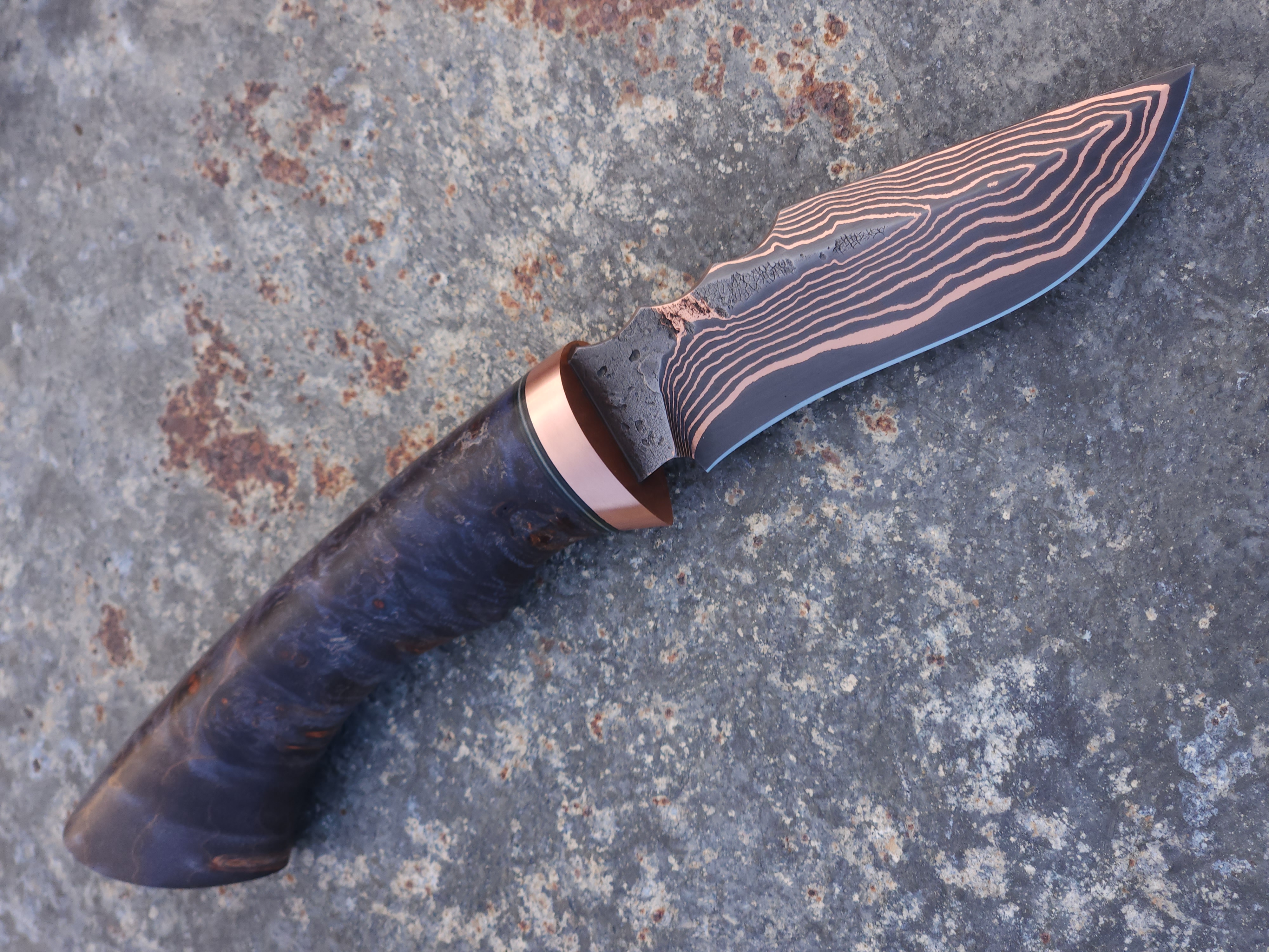 Copper Damascus Hunter (Blue Maple)