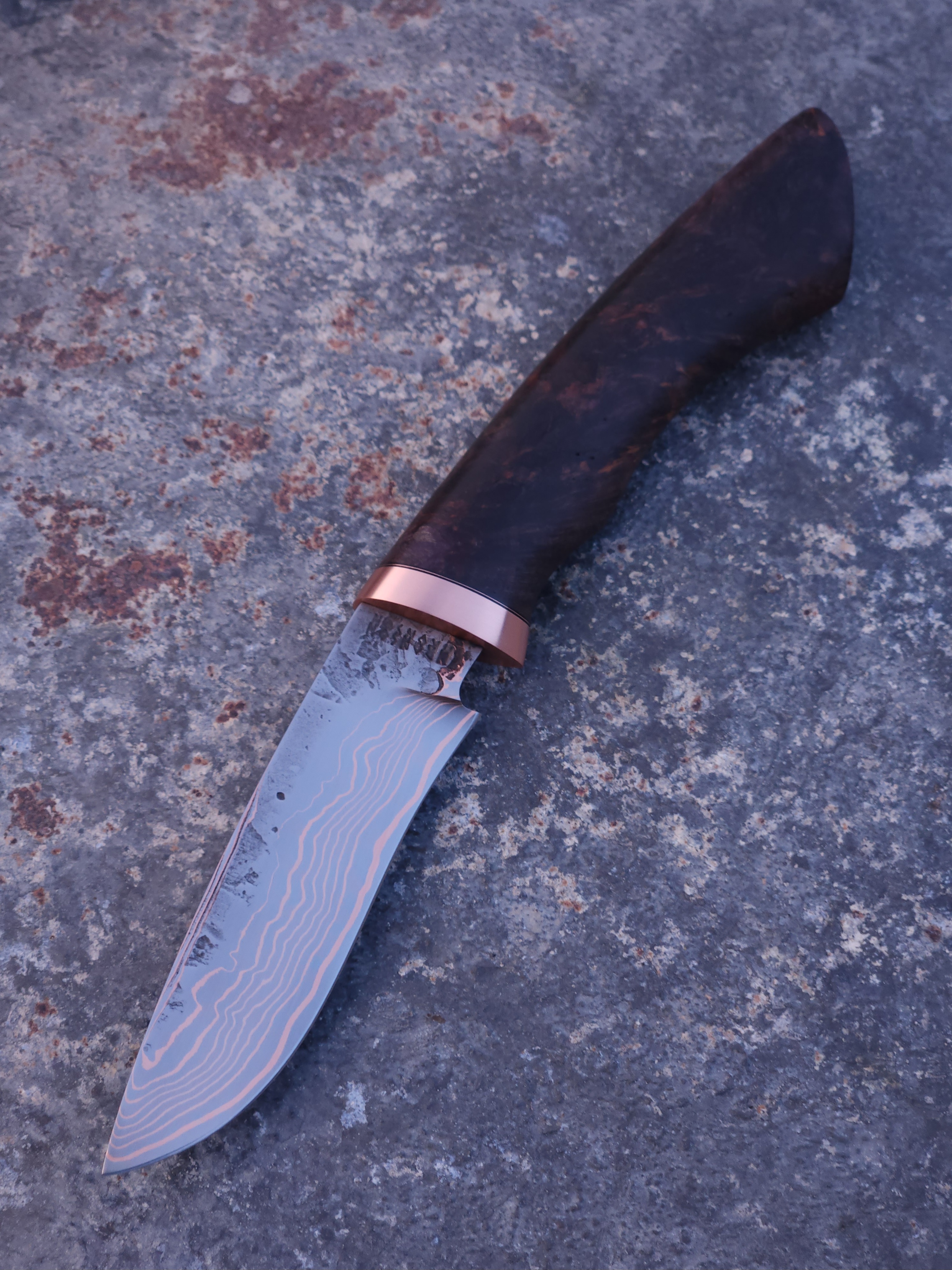 Copper Damascus Hunter (Black Maple Burl)