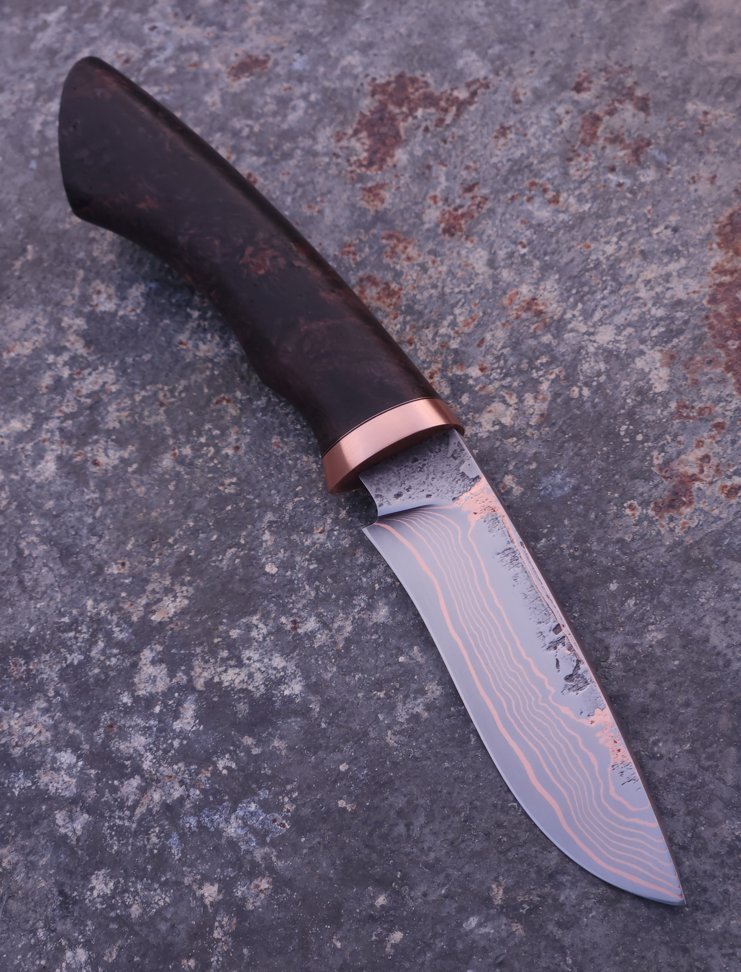 Copper Damascus Hunter (Black Maple Burl)