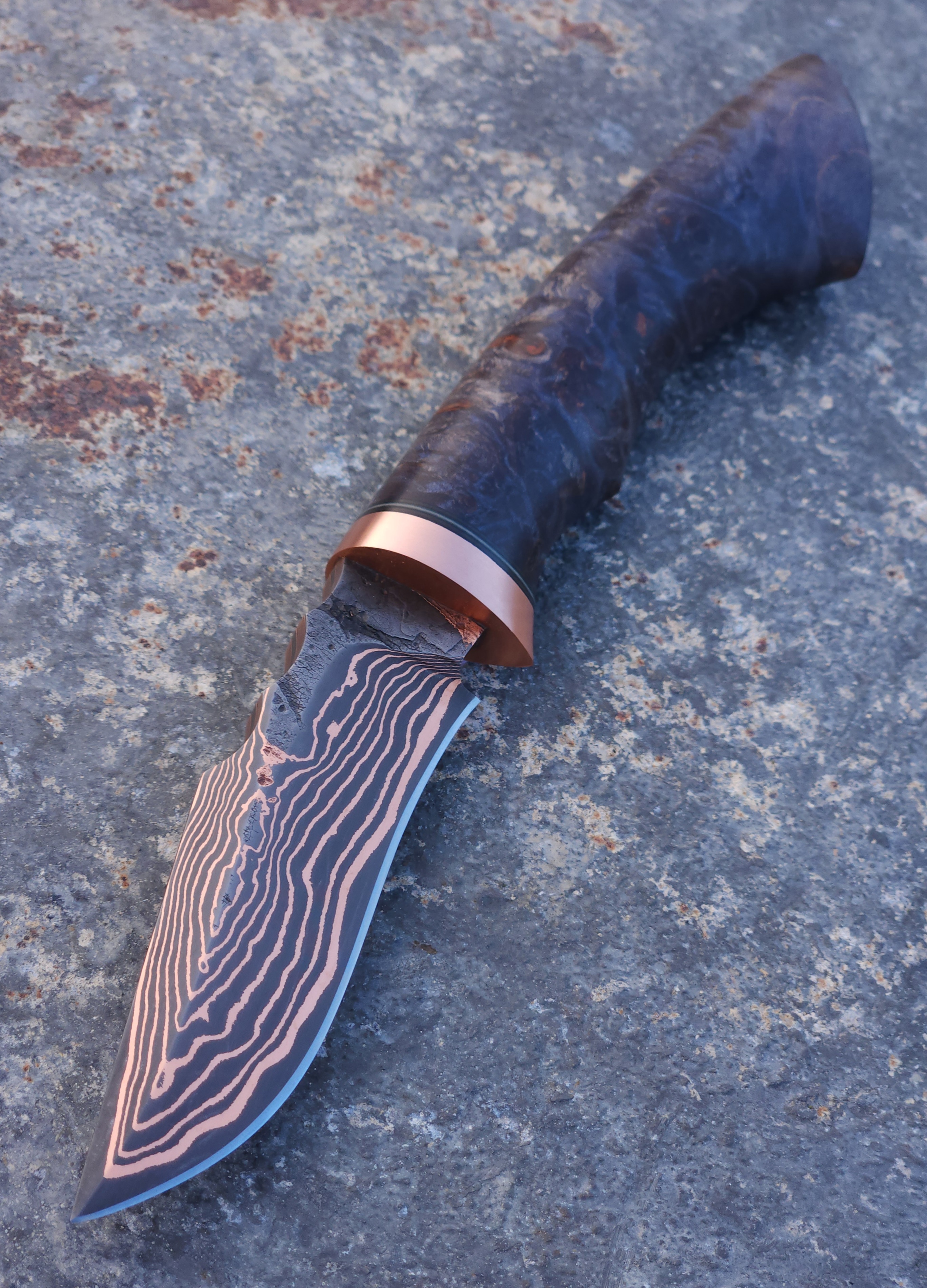 Copper Damascus Hunter (Blue Maple)