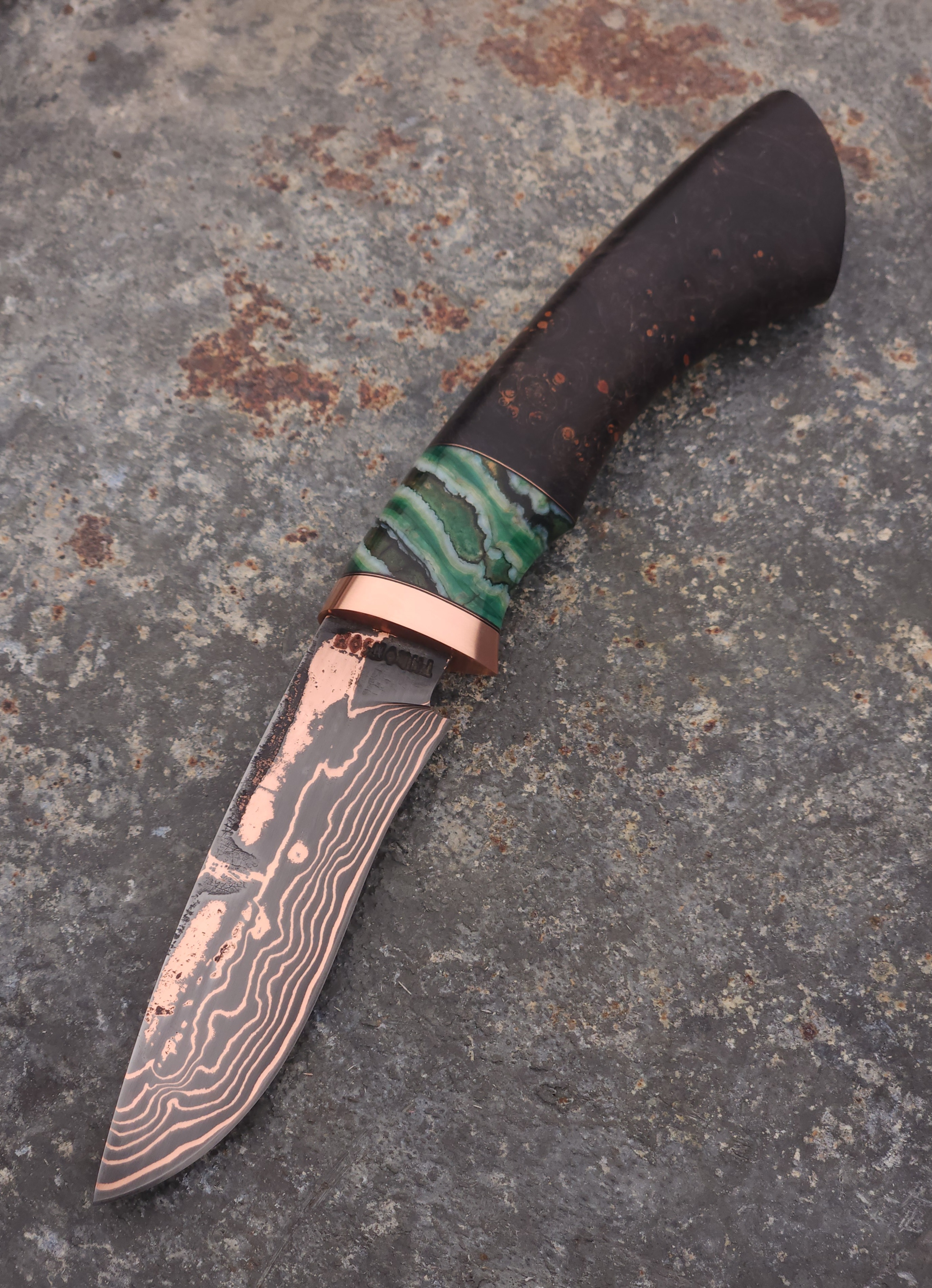 Copper Damascus Hunter (Dark Green Mammoth Molar)